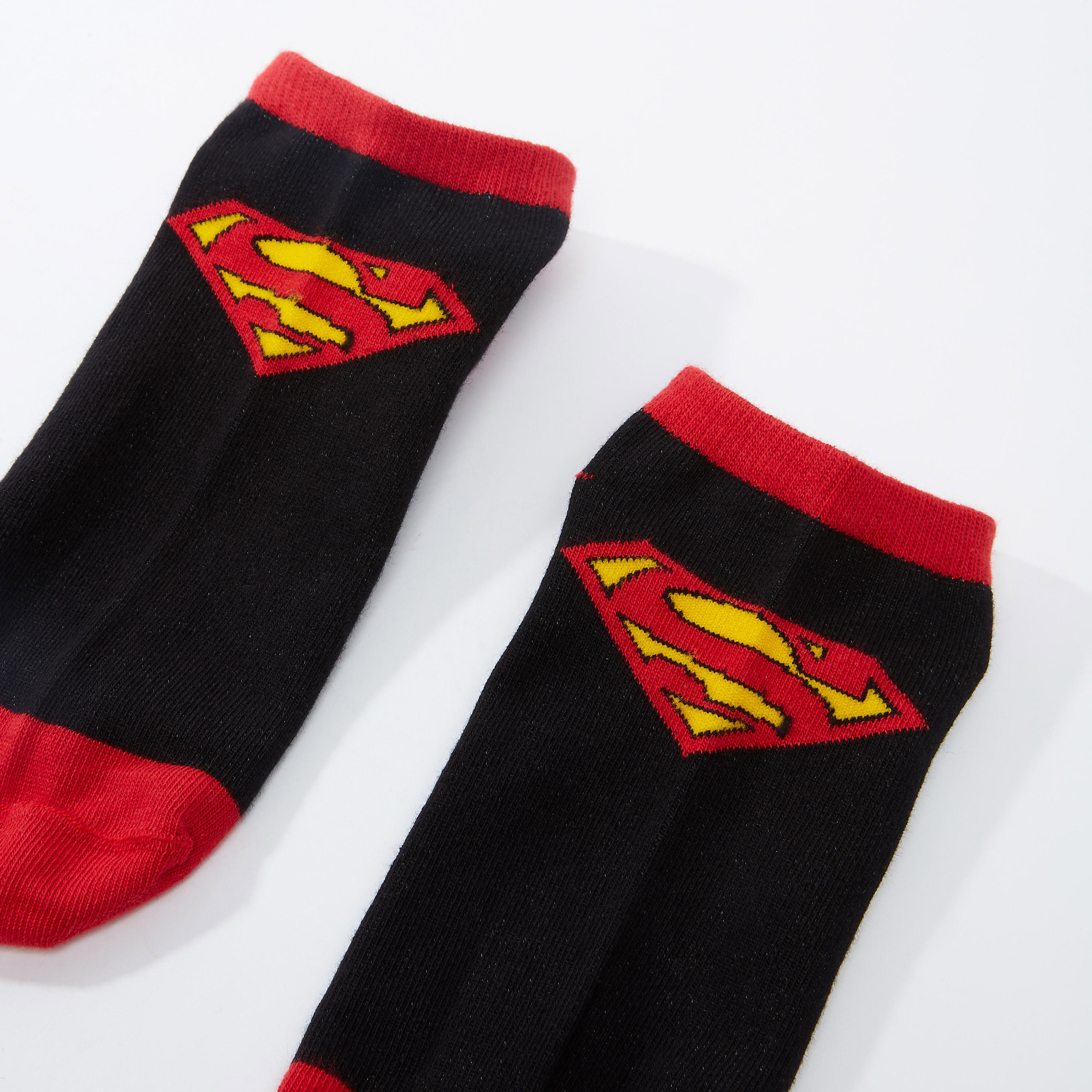 Superman Printed Ankle Length Socks with Ribbed Hem-men-socks-image-2