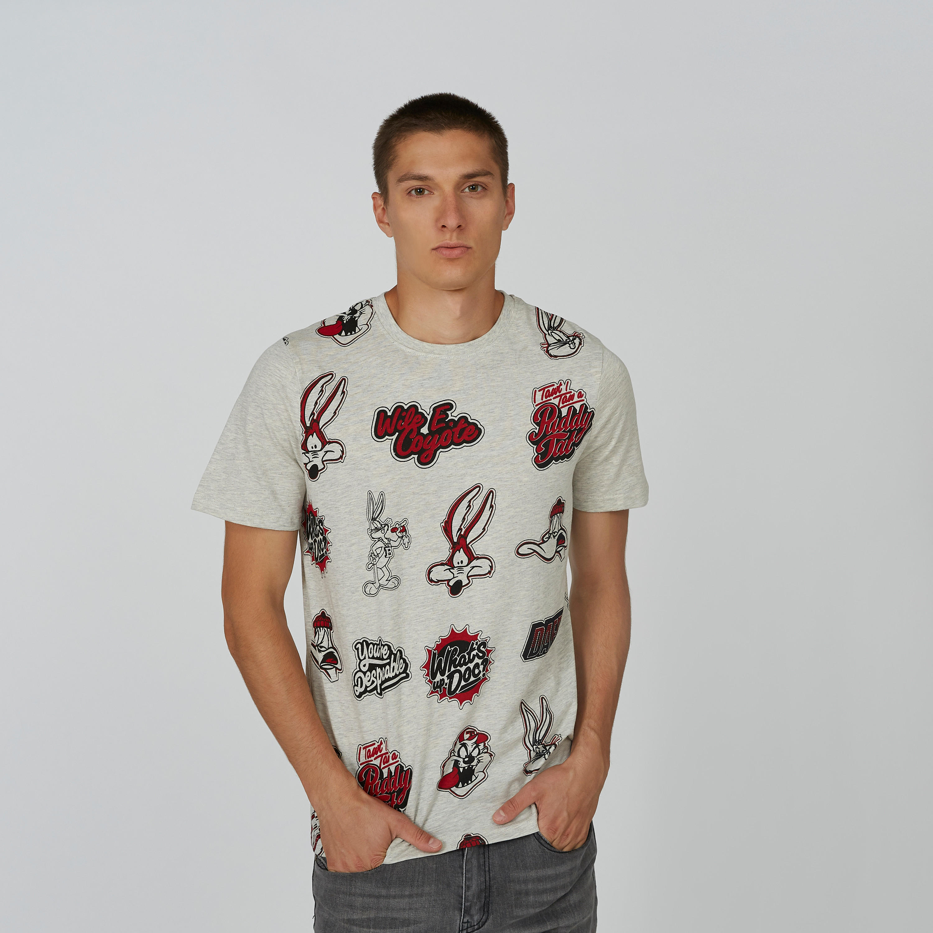 تيشيرت مستدام سليم  ياقة ضيقة وطبعات لوني تيونز -men-clothing-tshirtsandpolos-tshirts-image-1