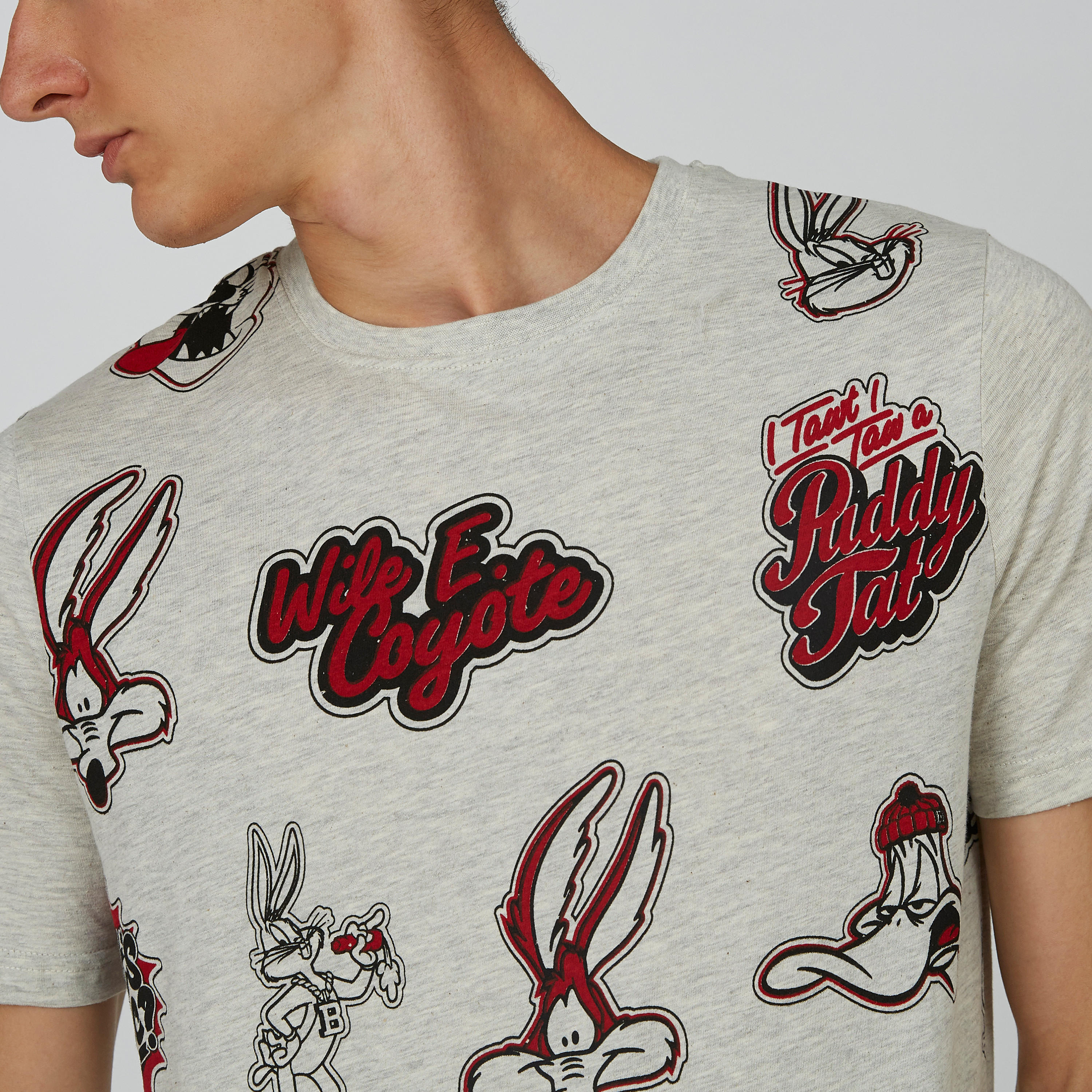 تيشيرت مستدام سليم  ياقة ضيقة وطبعات لوني تيونز -men-clothing-tshirtsandpolos-tshirts-image-4