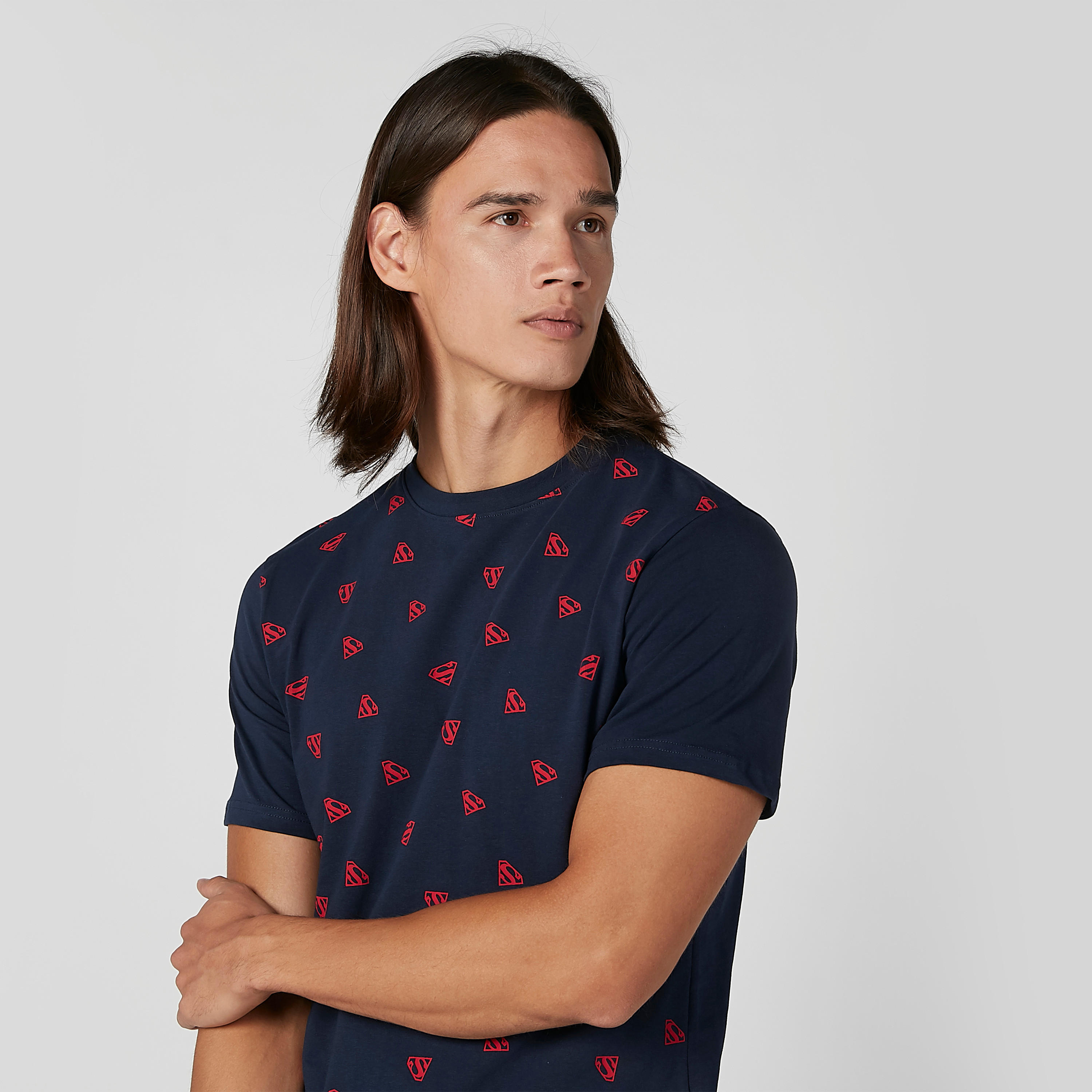 تيشيرت بياقة مستديرة وأكمام قصيرة وطبعات سوبرمان-men-clothing-tshirtsandpolos-tshirts-image-2