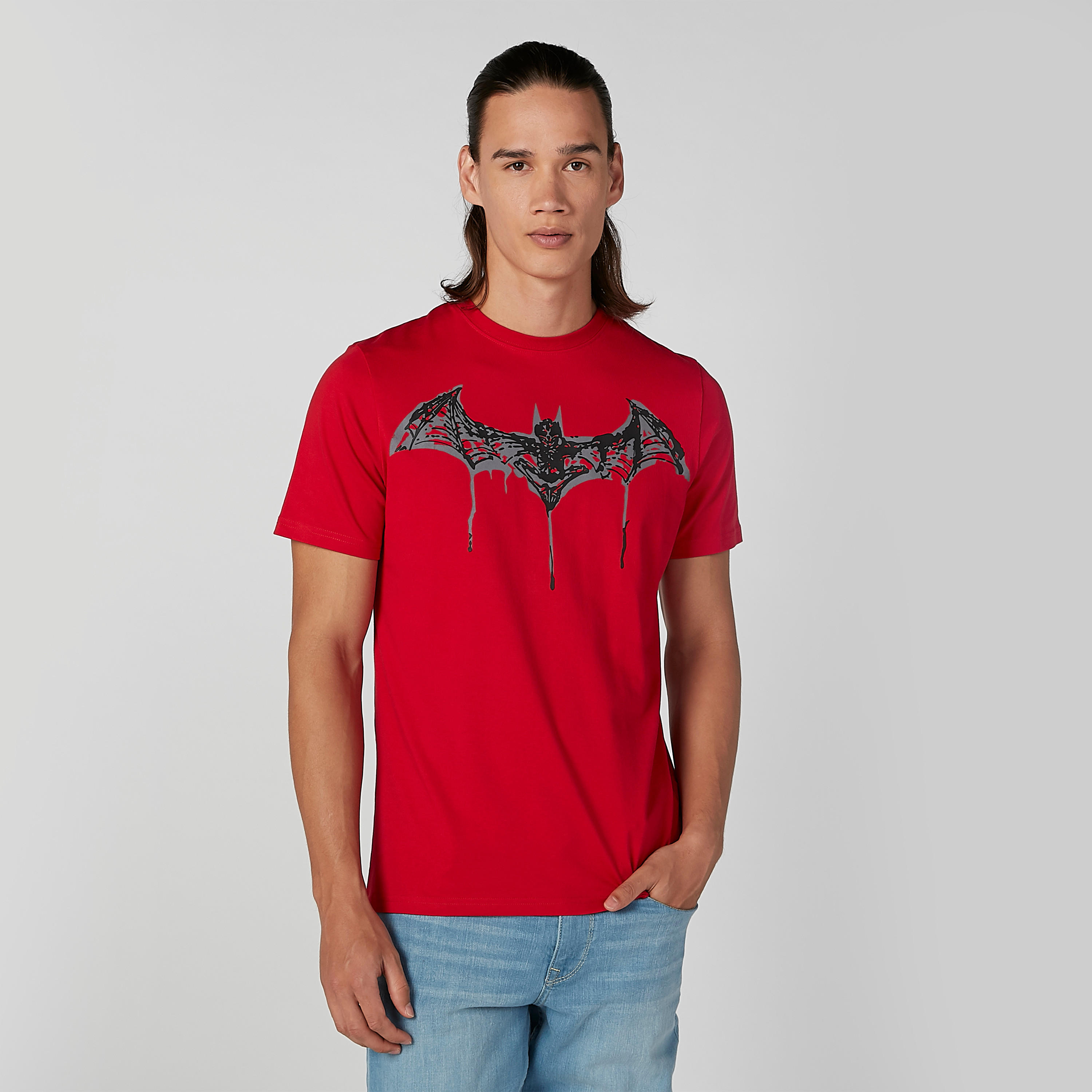 Sustainable Batman Printed T-shirt with Crew Neck and Short Sleeves-men-clothing-tshirtsandpolos-tshirts-image-1