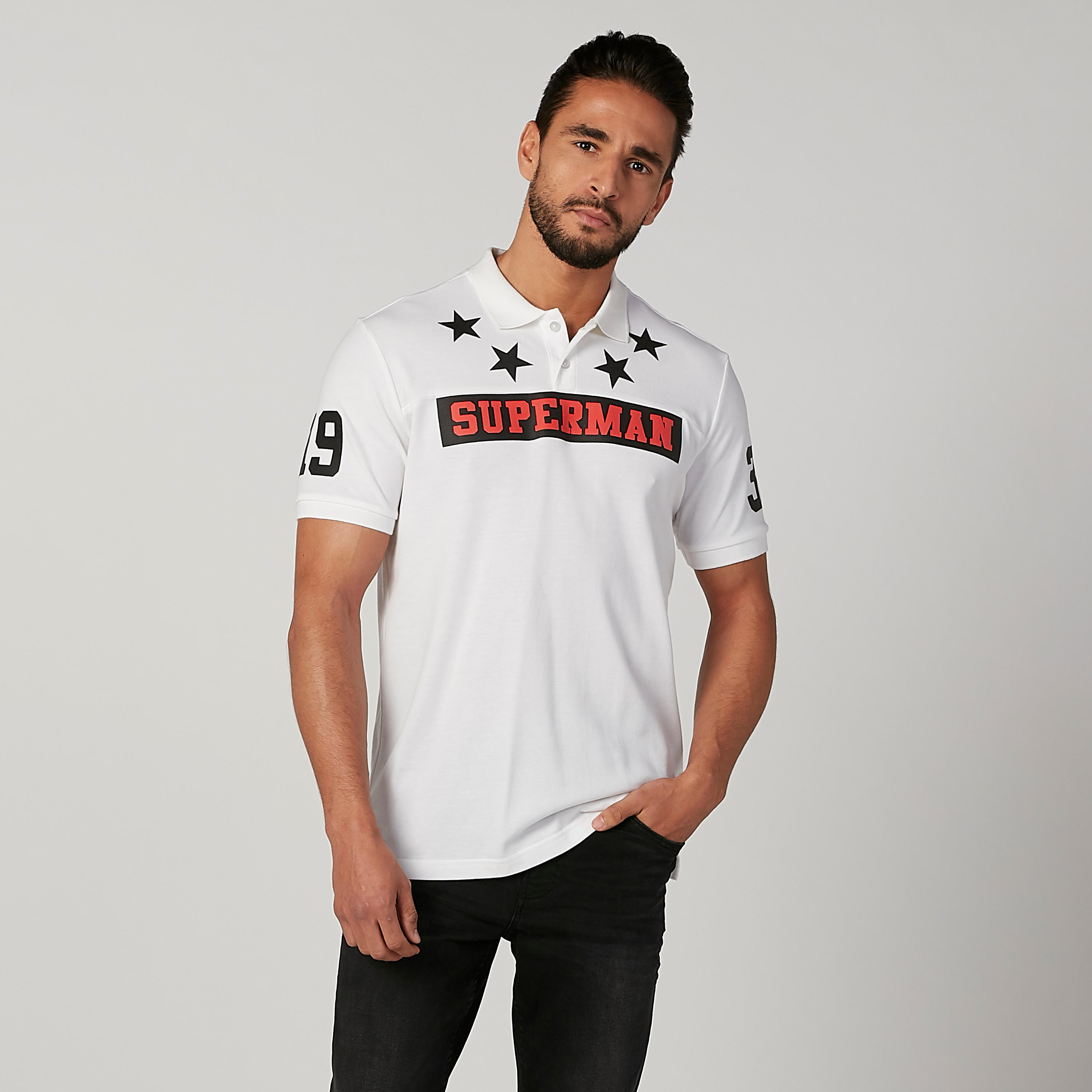 تيشيرت مستدام سليم بياقة بولو وطبعات سوبرمان-men-clothing-tshirtsandpolos-polos-image-1