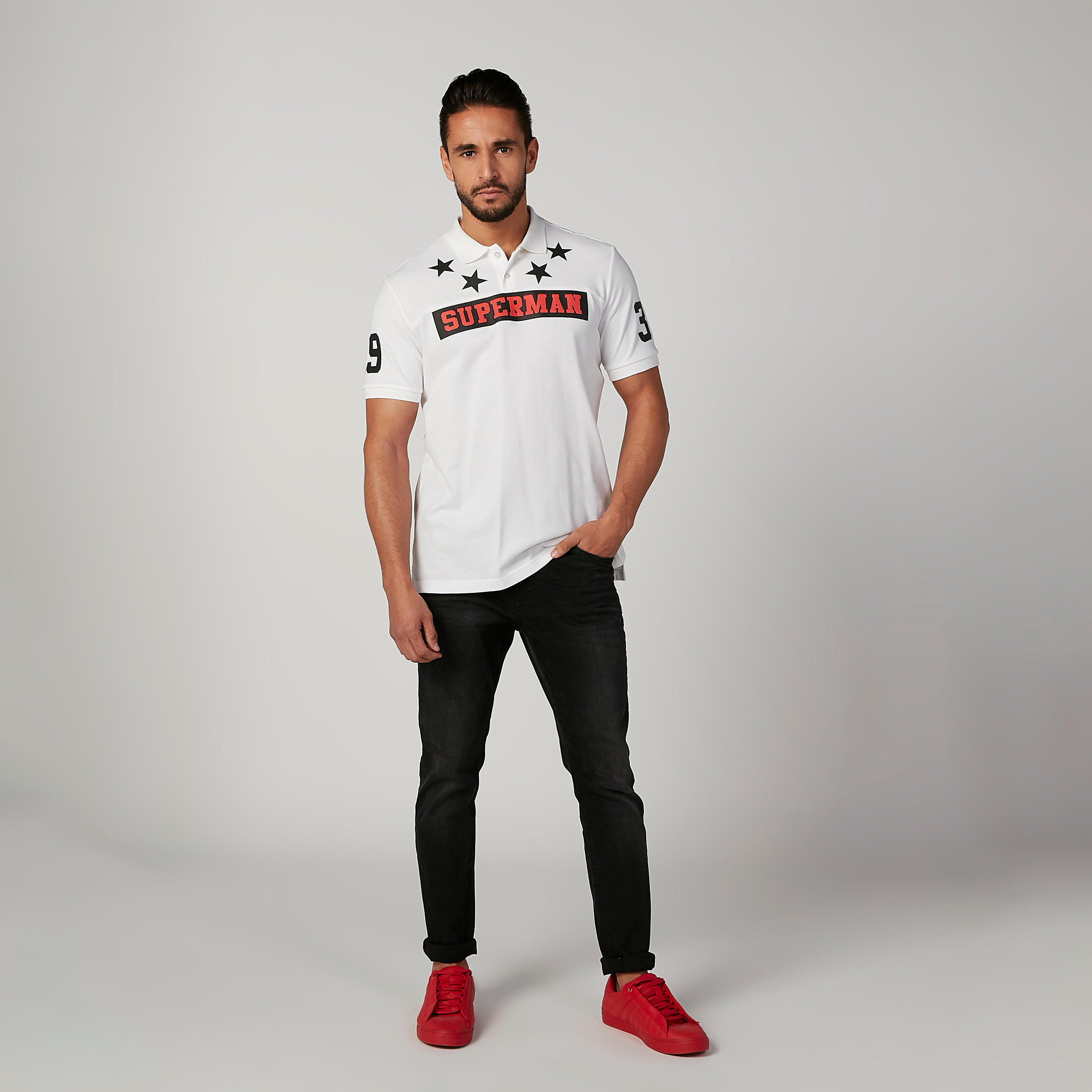تيشيرت مستدام سليم بياقة بولو وطبعات سوبرمان-men-clothing-tshirtsandpolos-polos-image-3