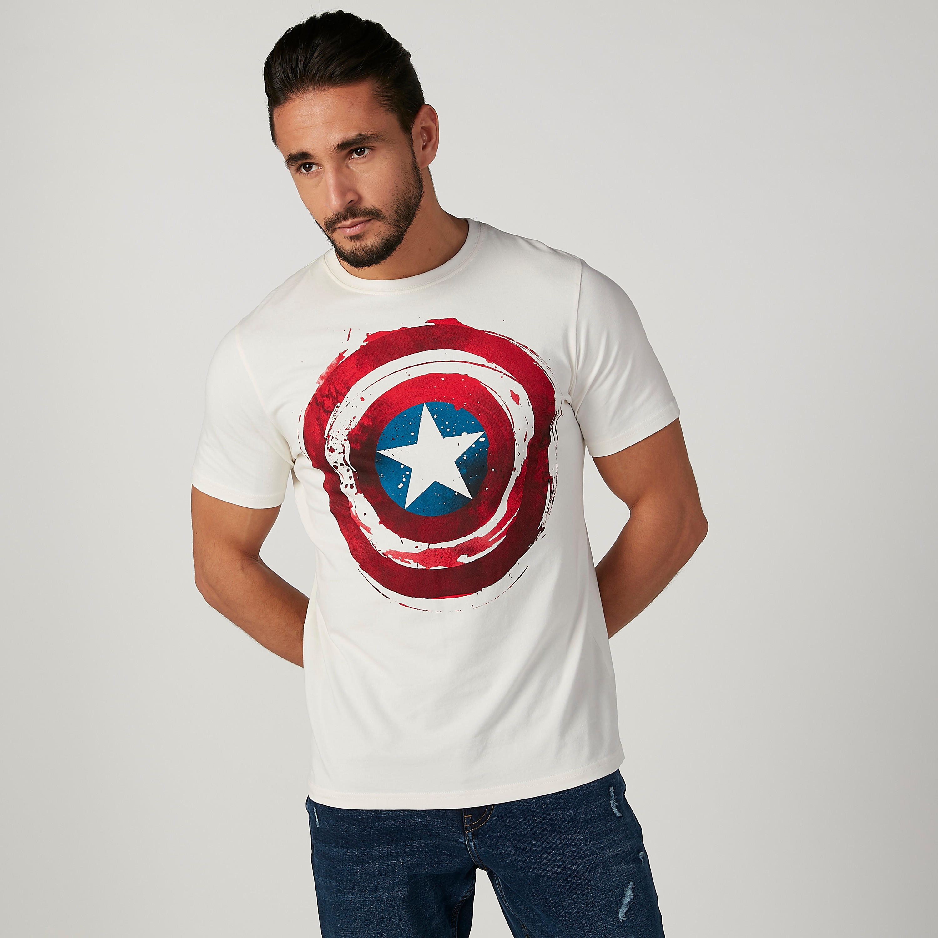 تيشيرت مستدام سليم بياقة ضيّقة وطبعات كابتن أمريكا -men-clothing-tshirtsandpolos-tshirts-image-1