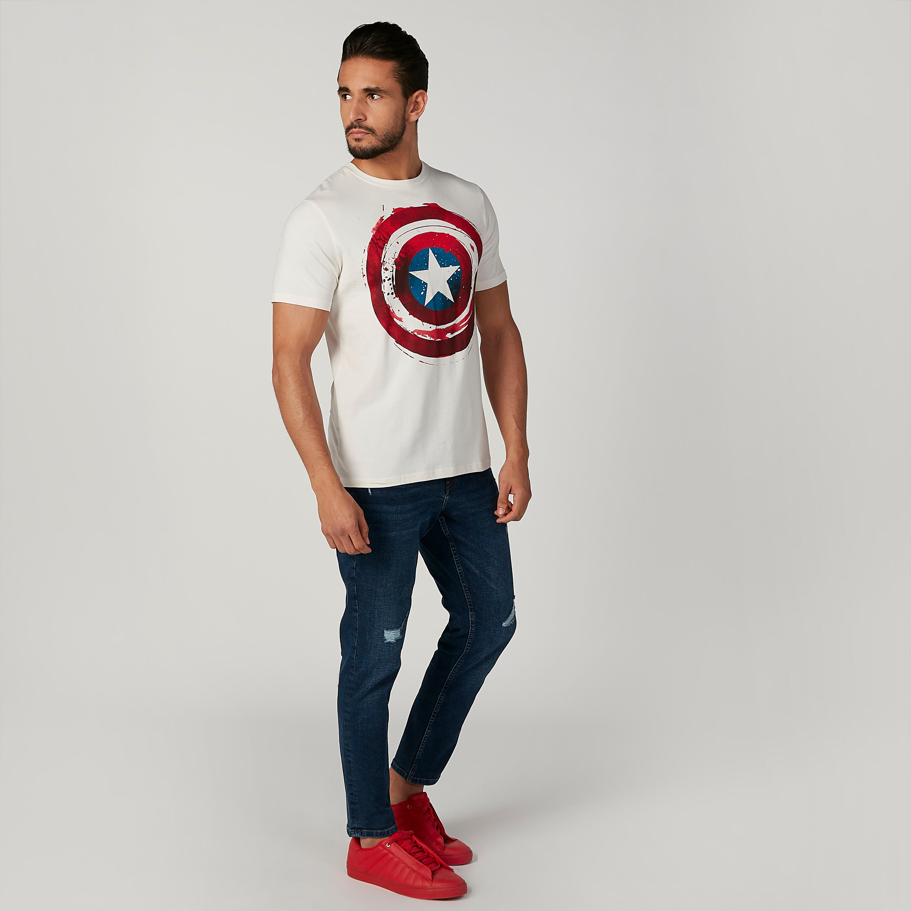 تيشيرت مستدام سليم بياقة ضيّقة وطبعات كابتن أمريكا -men-clothing-tshirtsandpolos-tshirts-image-3