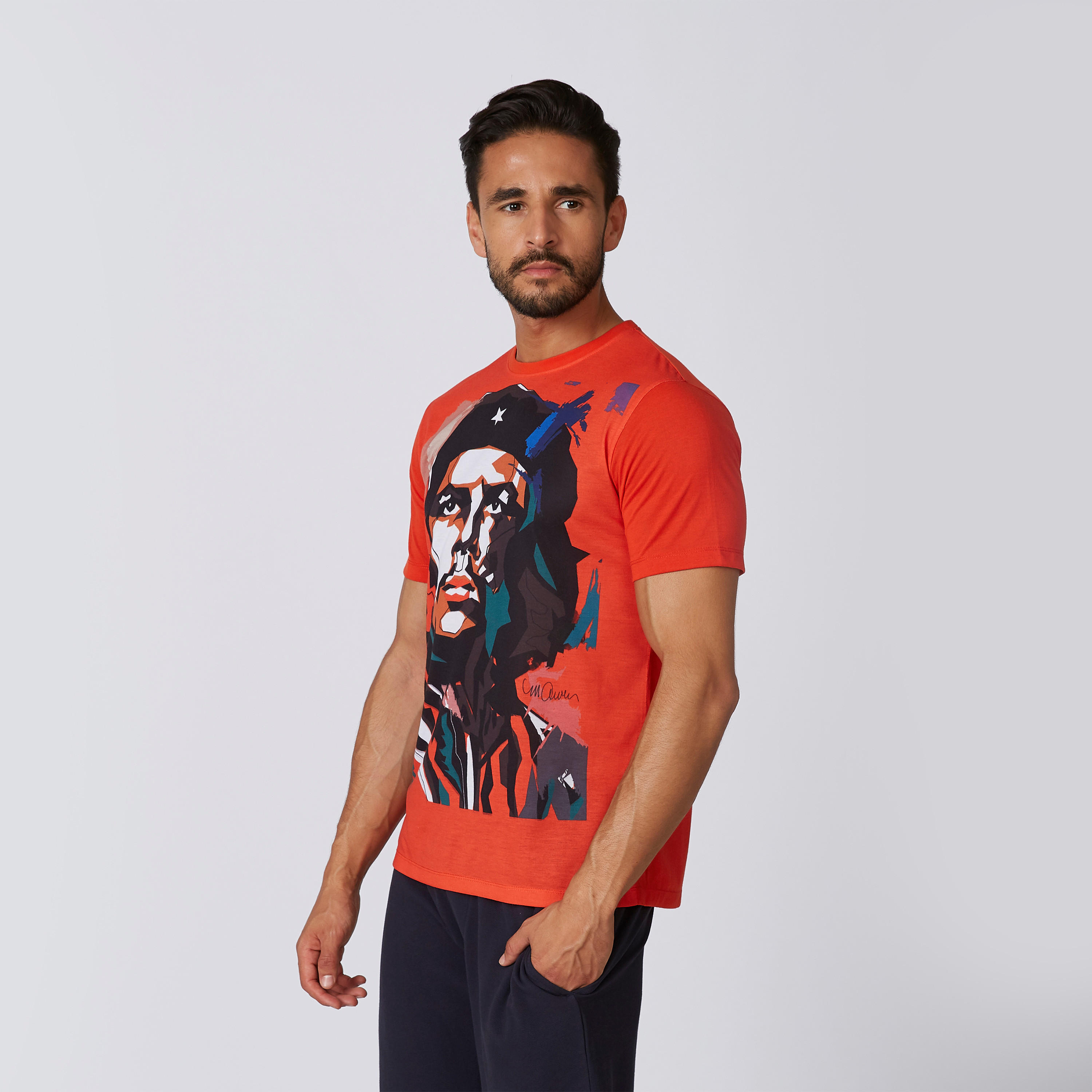 تيشيرت سليم بياقة ضيقة وأكمام قصيرة وطبعات بوب مارلي-men-clothing-tshirtsandpolos-tshirts-image-4