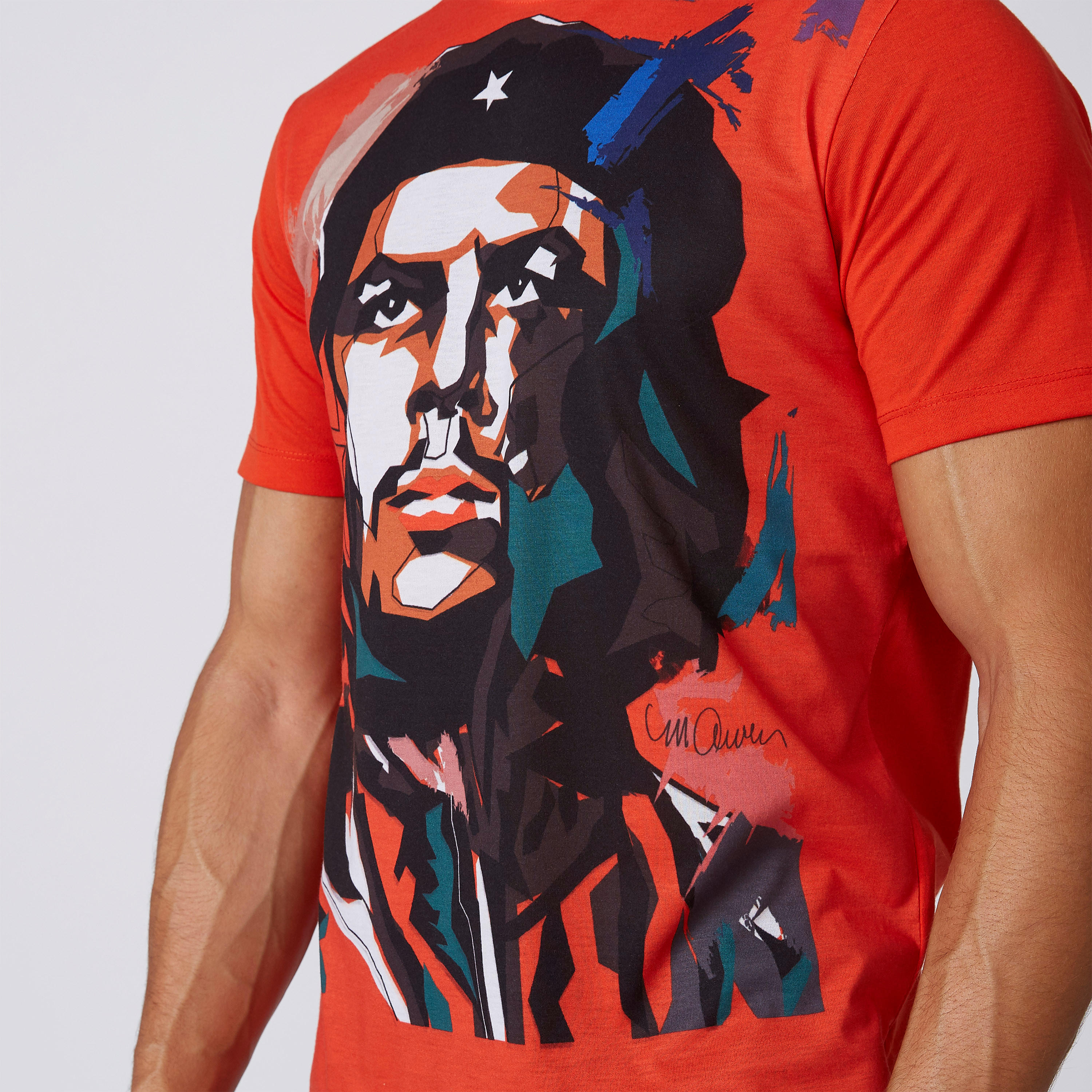تيشيرت سليم بياقة ضيقة وأكمام قصيرة وطبعات بوب مارلي-men-clothing-tshirtsandpolos-tshirts-image-5