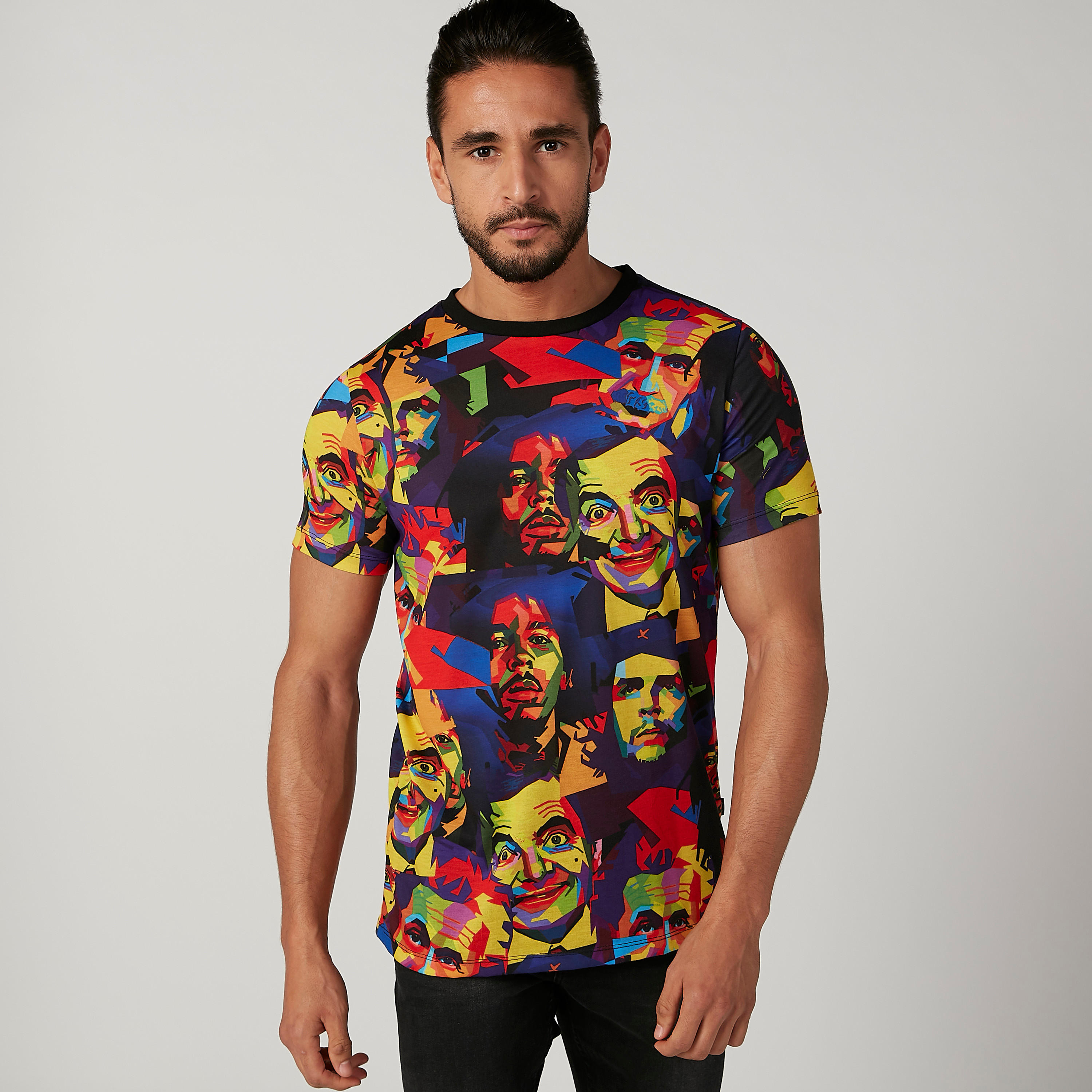 Slim Fit Printed T-shirt with Crew Neck and Short Sleeves-men-clothing-tshirtsandpolos-tshirts-image-1