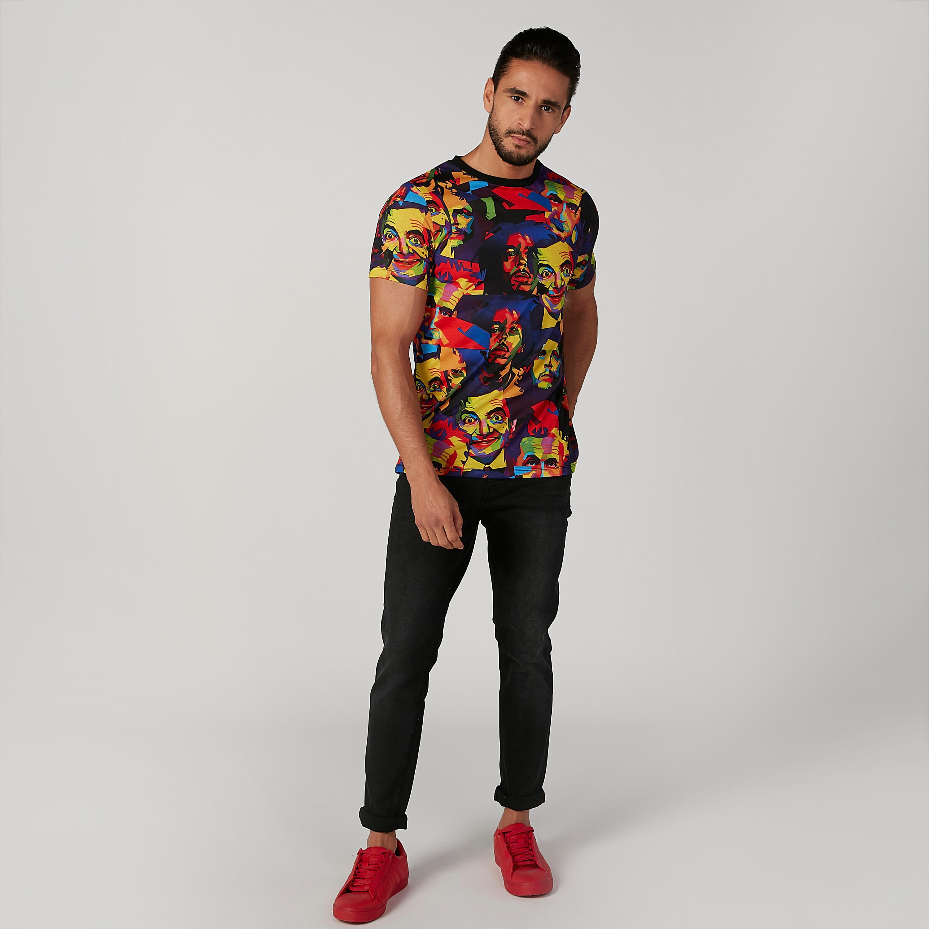 Slim Fit Printed T-shirt with Crew Neck and Short Sleeves-men-clothing-tshirtsandpolos-tshirts-image-3