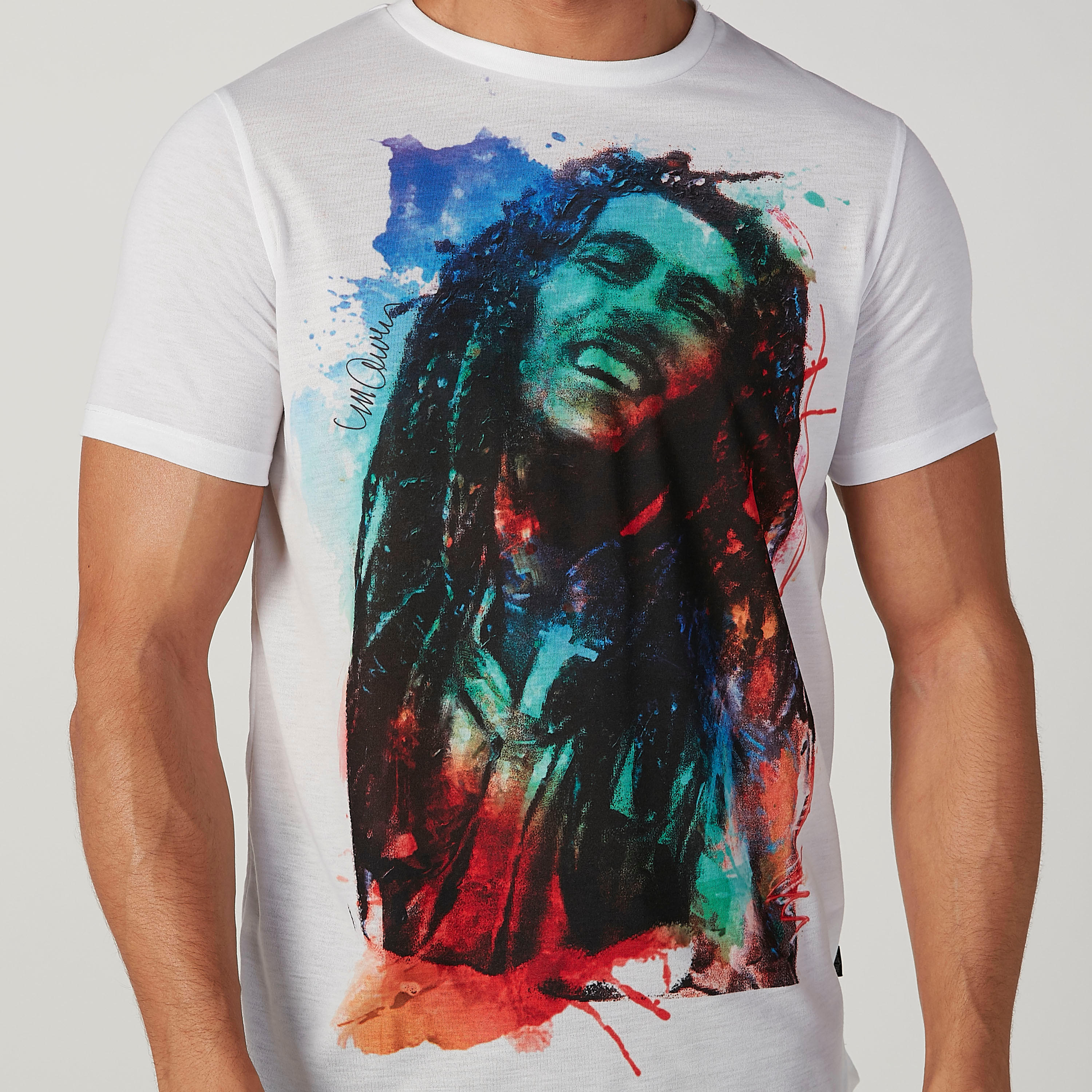 تيشيرت سليم بياقة ضيقة وأكمام قصيرة وطبعات بوب مارلي-men-clothing-tshirtsandpolos-tshirts-image-4