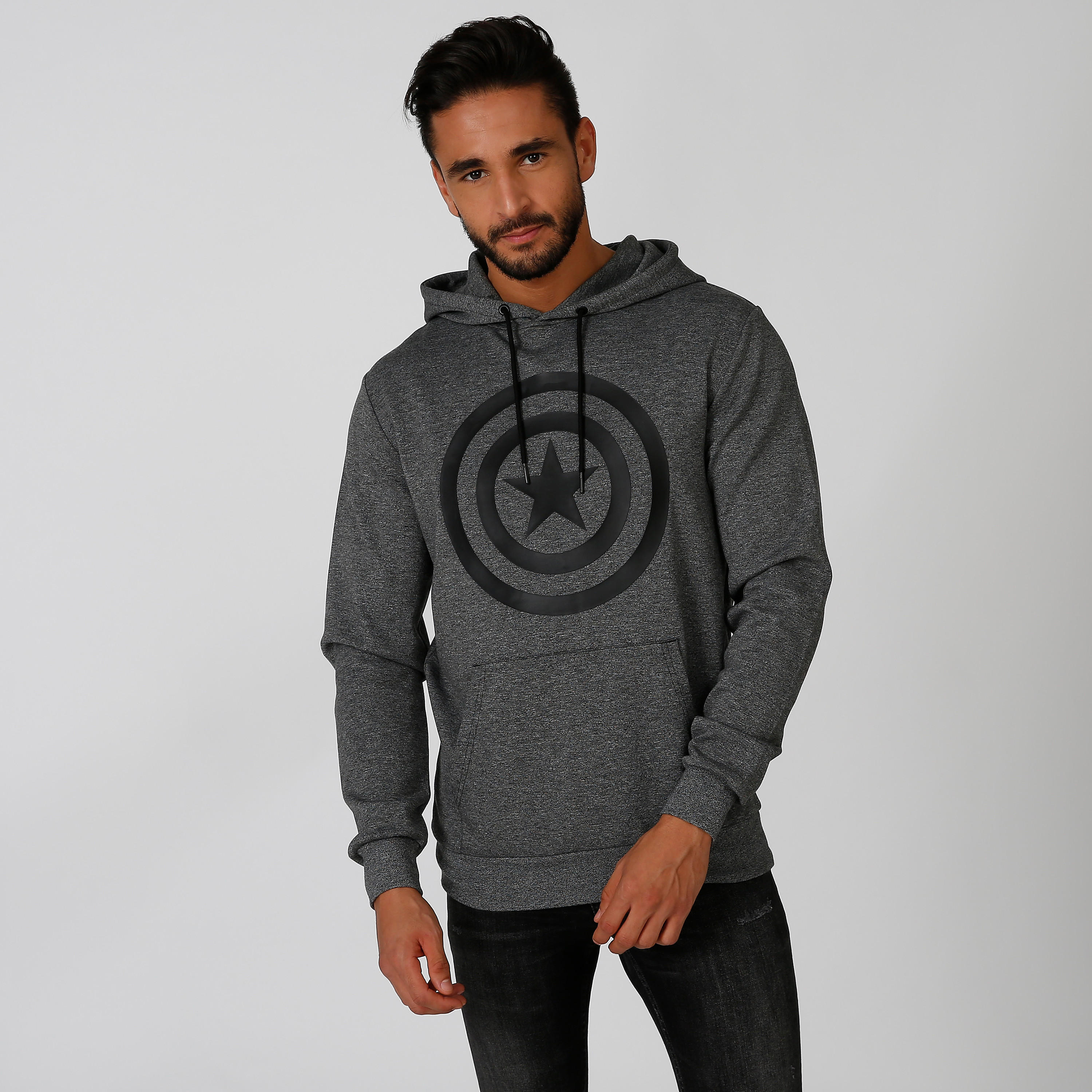 سويت شيرت بقبعة وأكمام طويلة وجيوب كانجارو وطبعات كابتن أمريكا-men-winterwear-hoodiesandsweatshirts-image-1