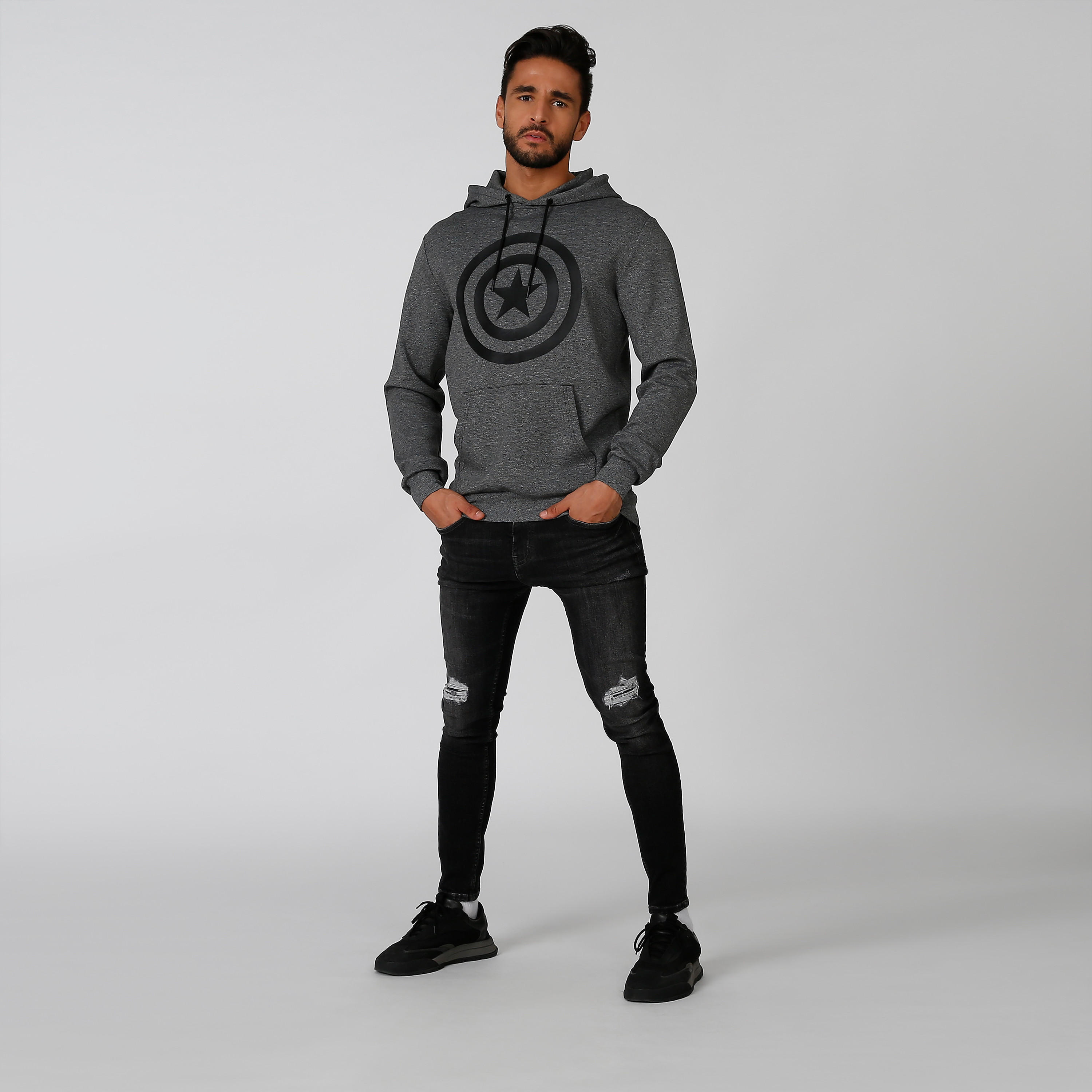 سويت شيرت بقبعة وأكمام طويلة وجيوب كانجارو وطبعات كابتن أمريكا-men-winterwear-hoodiesandsweatshirts-image-3