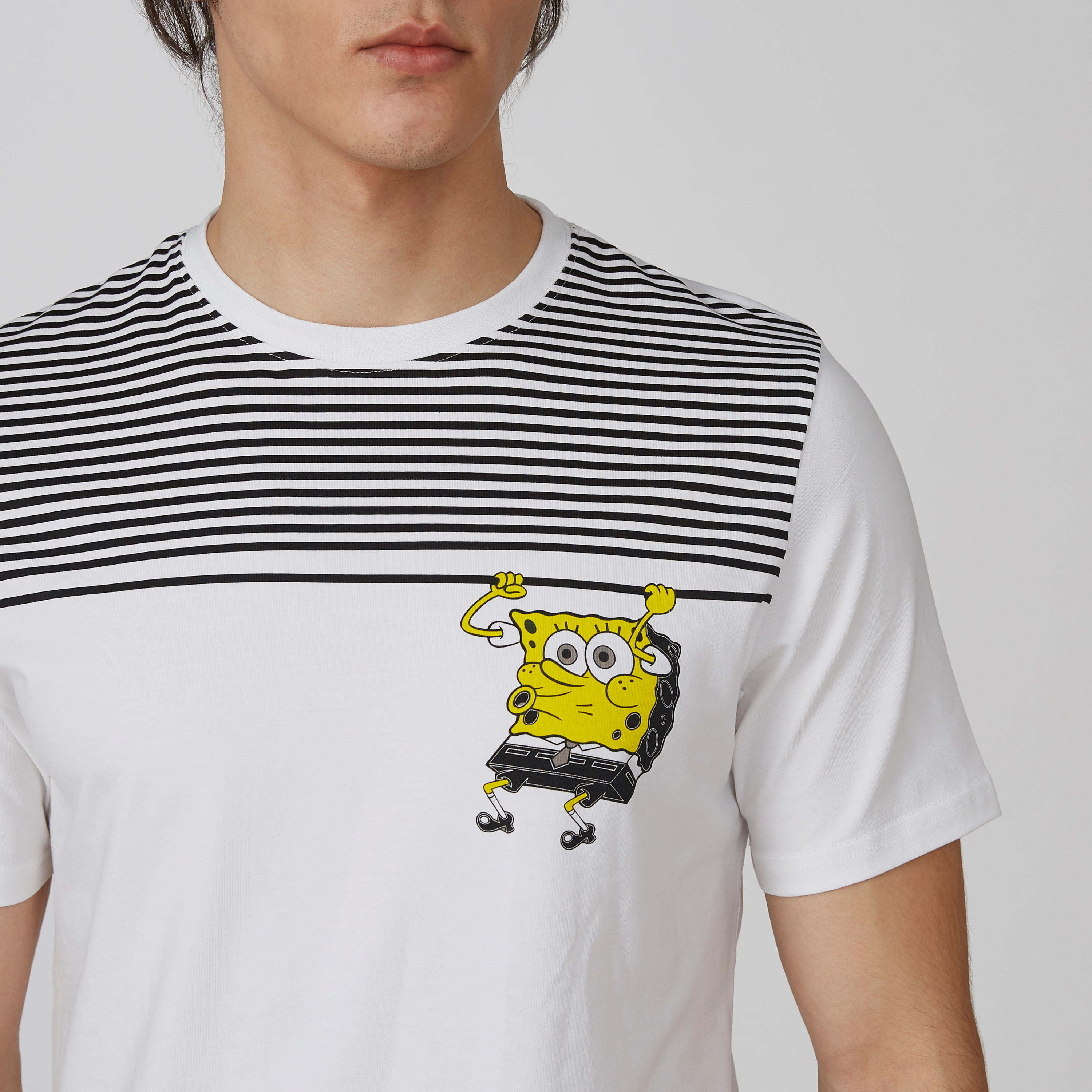 Slim Fit Sustainable SpongeBob Printed T-shirt with Short Sleeves-men-clothing-tshirtsandpolos-tshirts-image-3