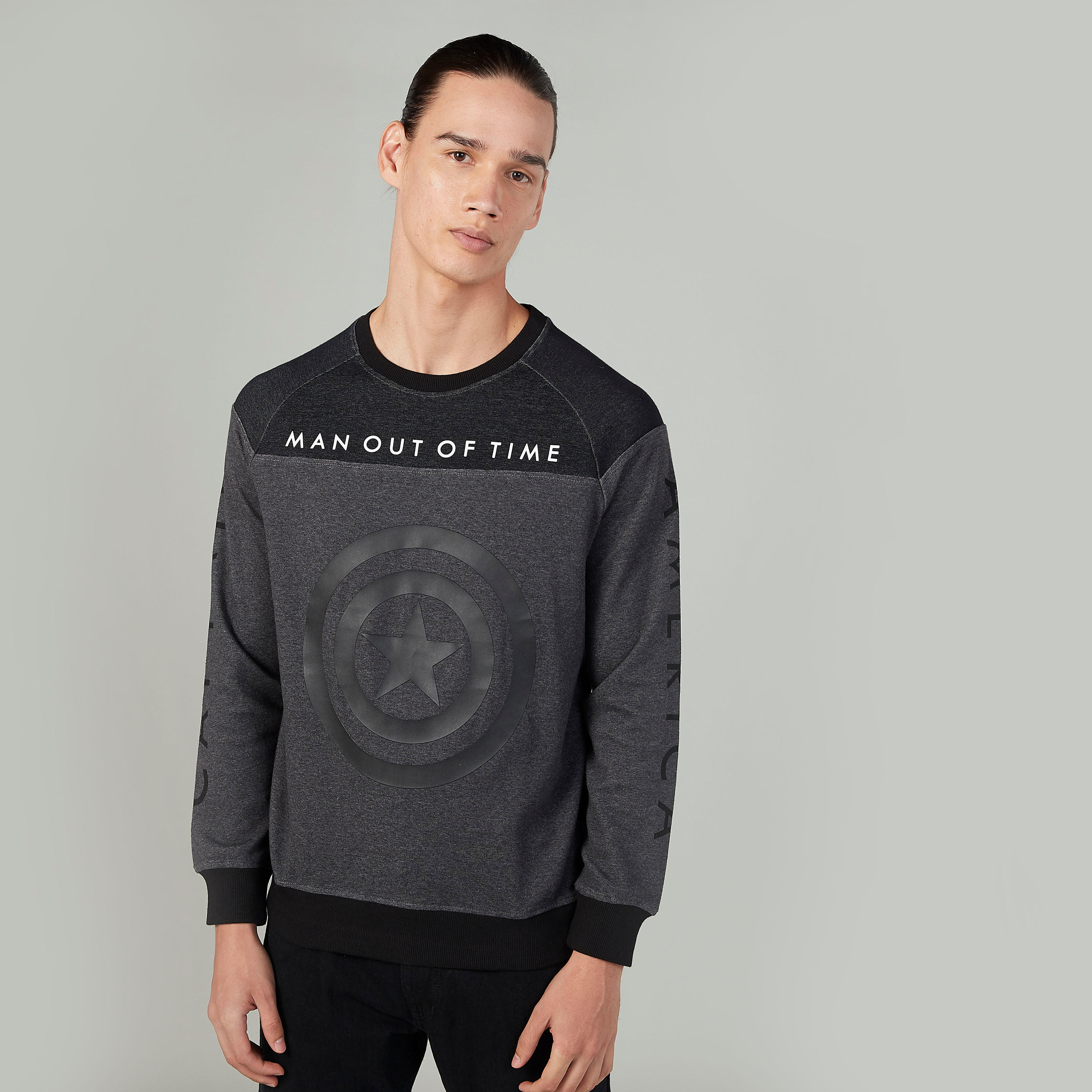 Sustainable Captain America Printed  Sweatshirt with Round Neck-men-winterwear-hoodiesandsweatshirts-image-1
