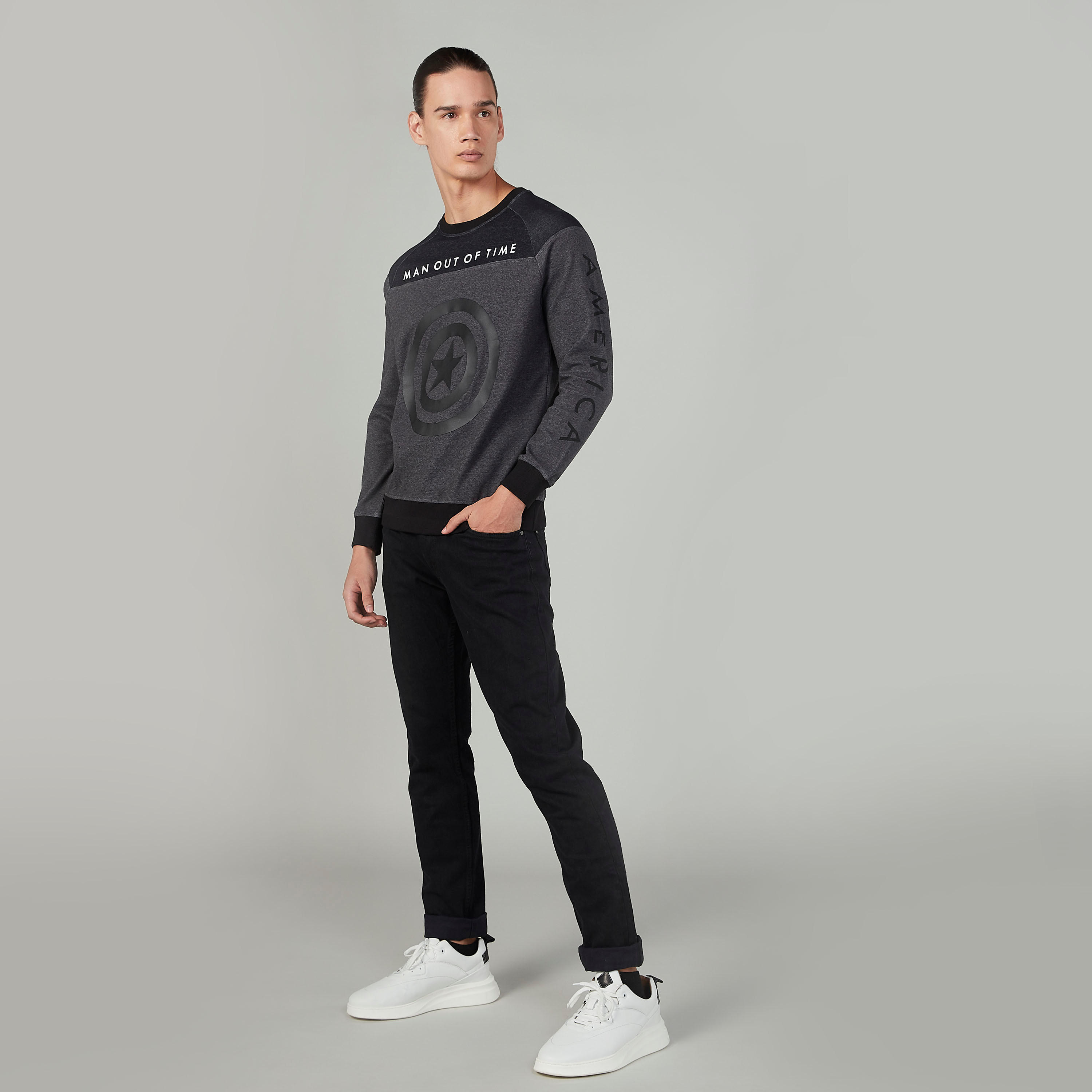 Sustainable Captain America Printed  Sweatshirt with Round Neck-men-winterwear-hoodiesandsweatshirts-image-2