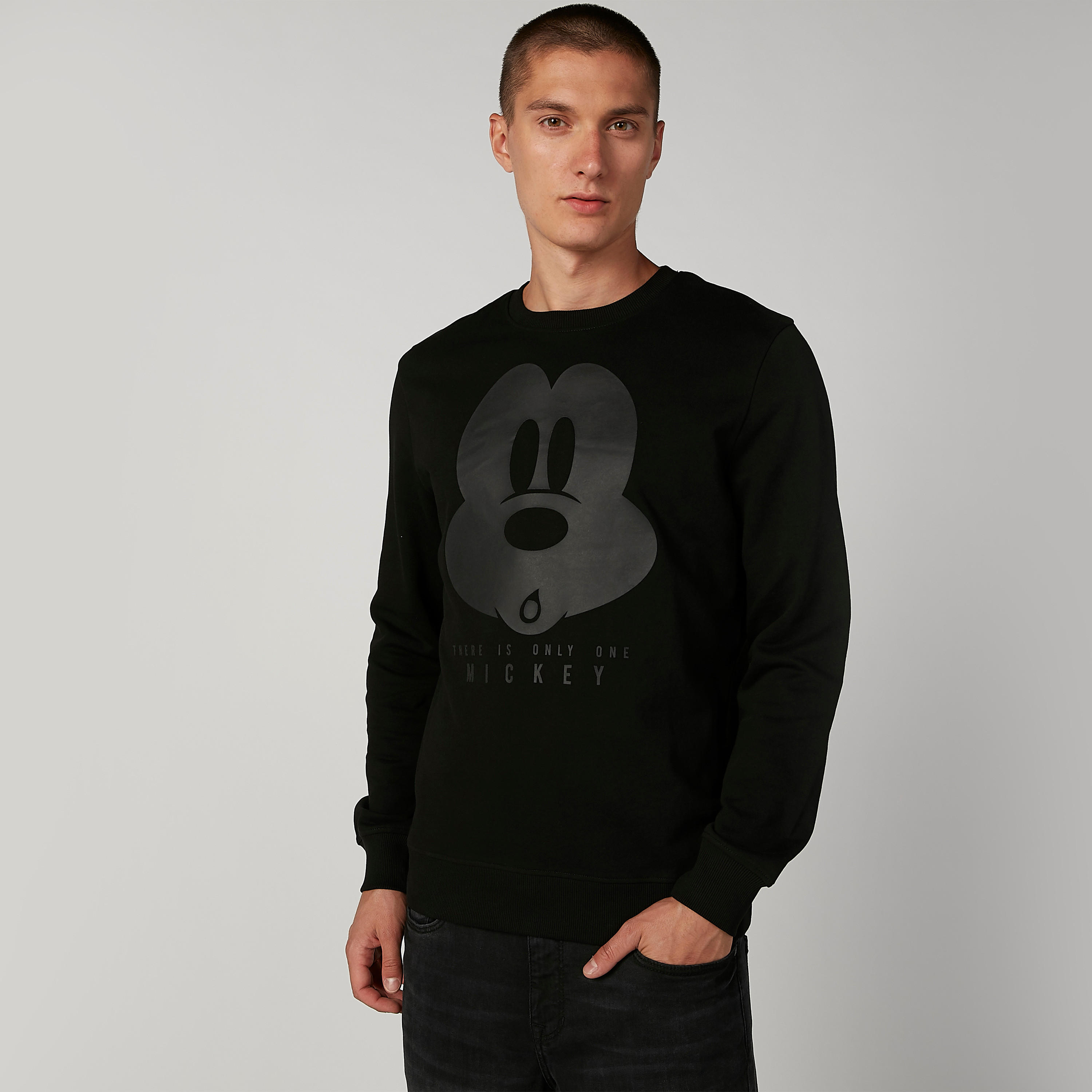 Sustainable Mickey Mouse Printed Sweatshirt with Long Sleeves-men-winterwear-hoodiesandsweatshirts-image-1
