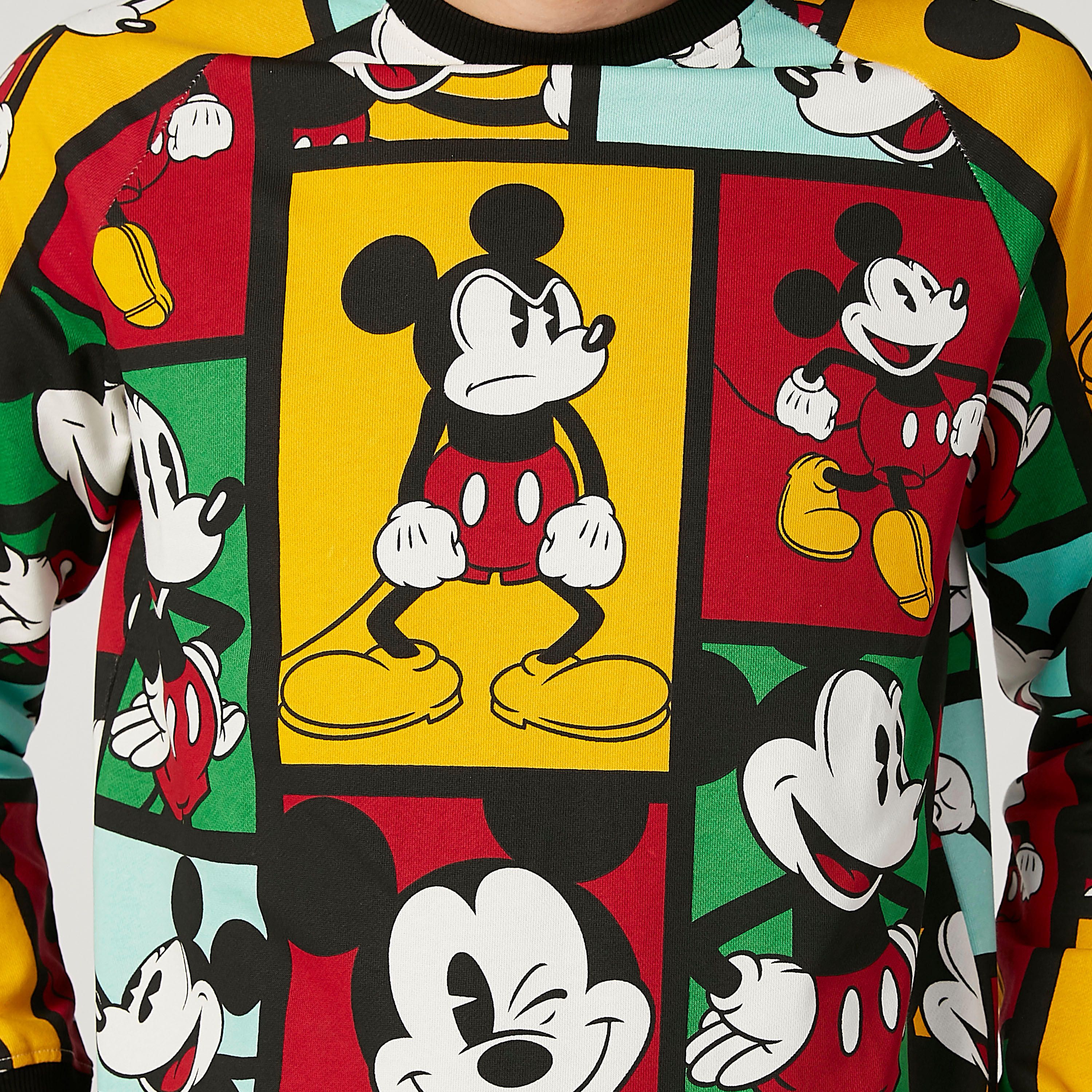 Mickey Mouse Printed Round Neck Sweatshirt with Long Sleeves-men-winterwear-hoodiesandsweatshirts-image-3