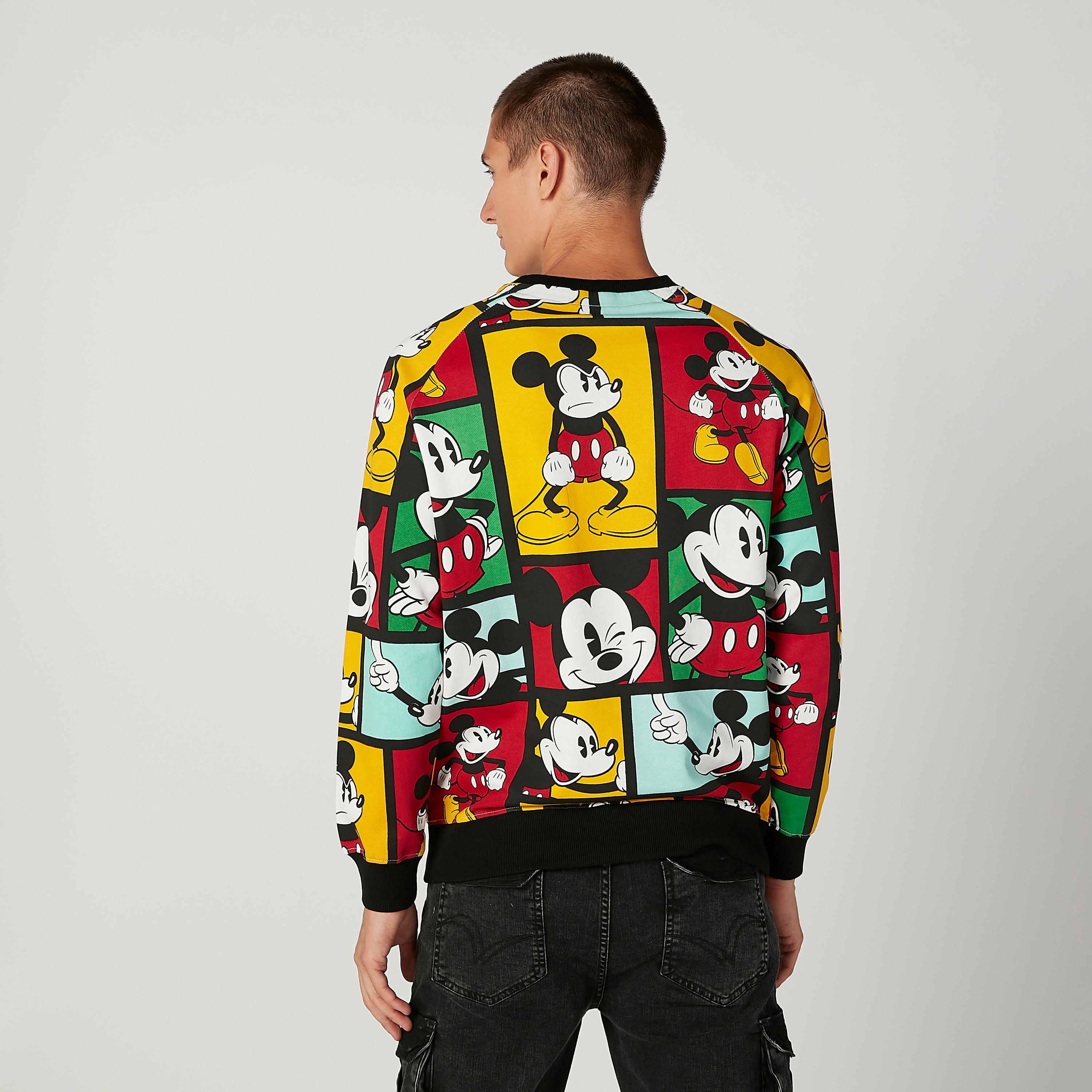 Mickey Mouse Printed Round Neck Sweatshirt with Long Sleeves-men-winterwear-hoodiesandsweatshirts-image-4