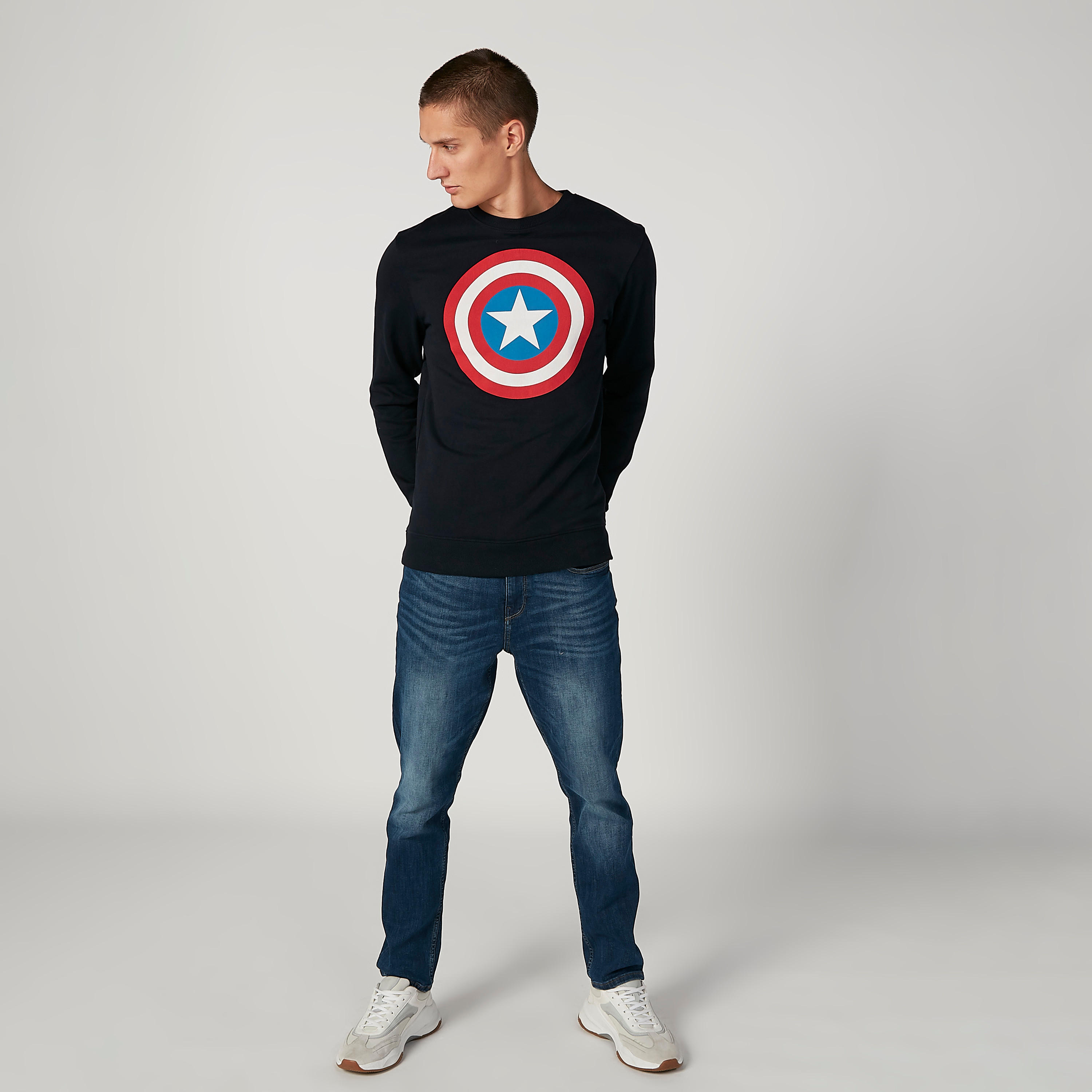 Sustainable Captain America Printed Round Neck Sweatshirt-men-winterwear-hoodiesandsweatshirts-image-2