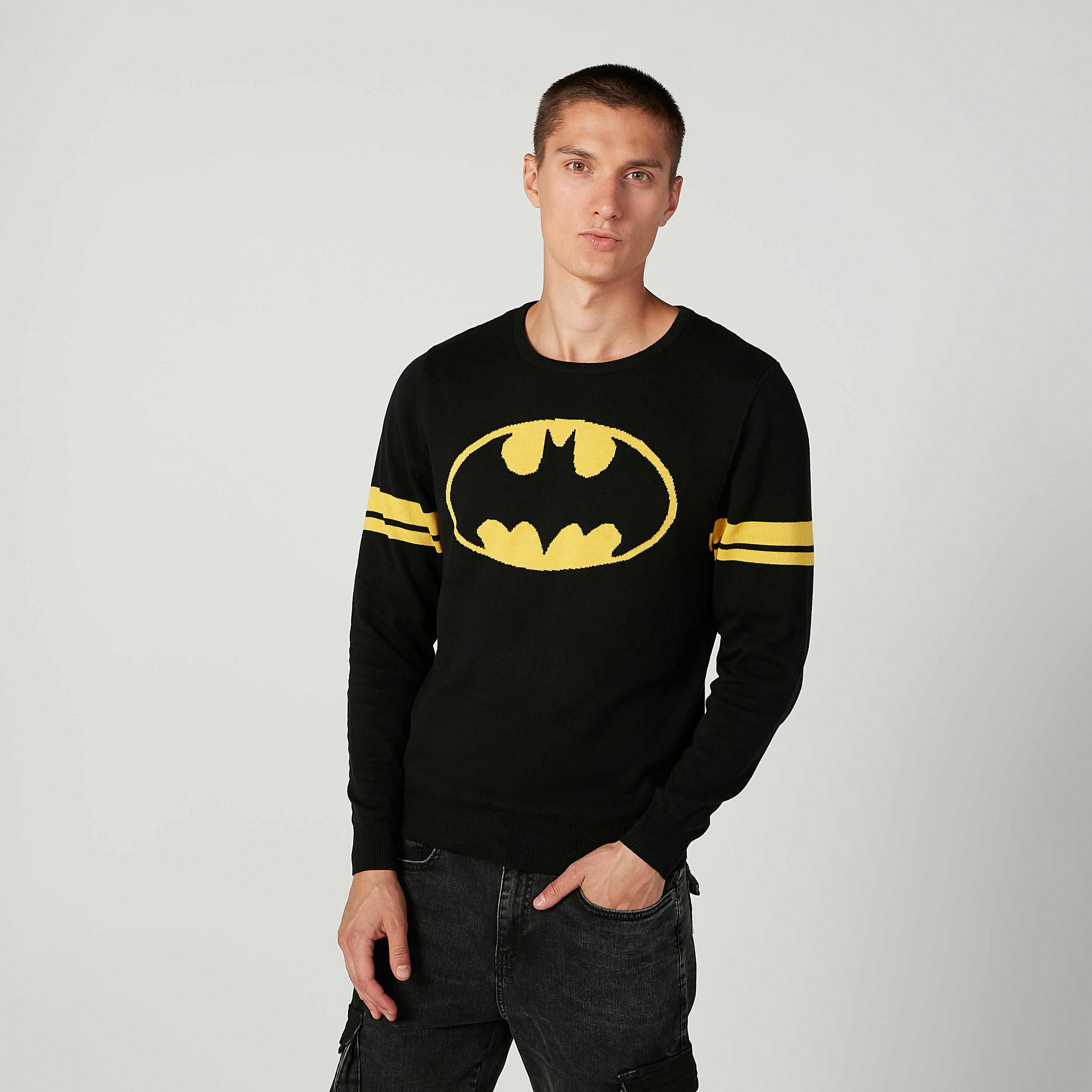 كنزة مستدامة بياقة مستديرة وأكمام طويلة وطبعات باتمان -men-clothing-sweatersandpullovers-image-1