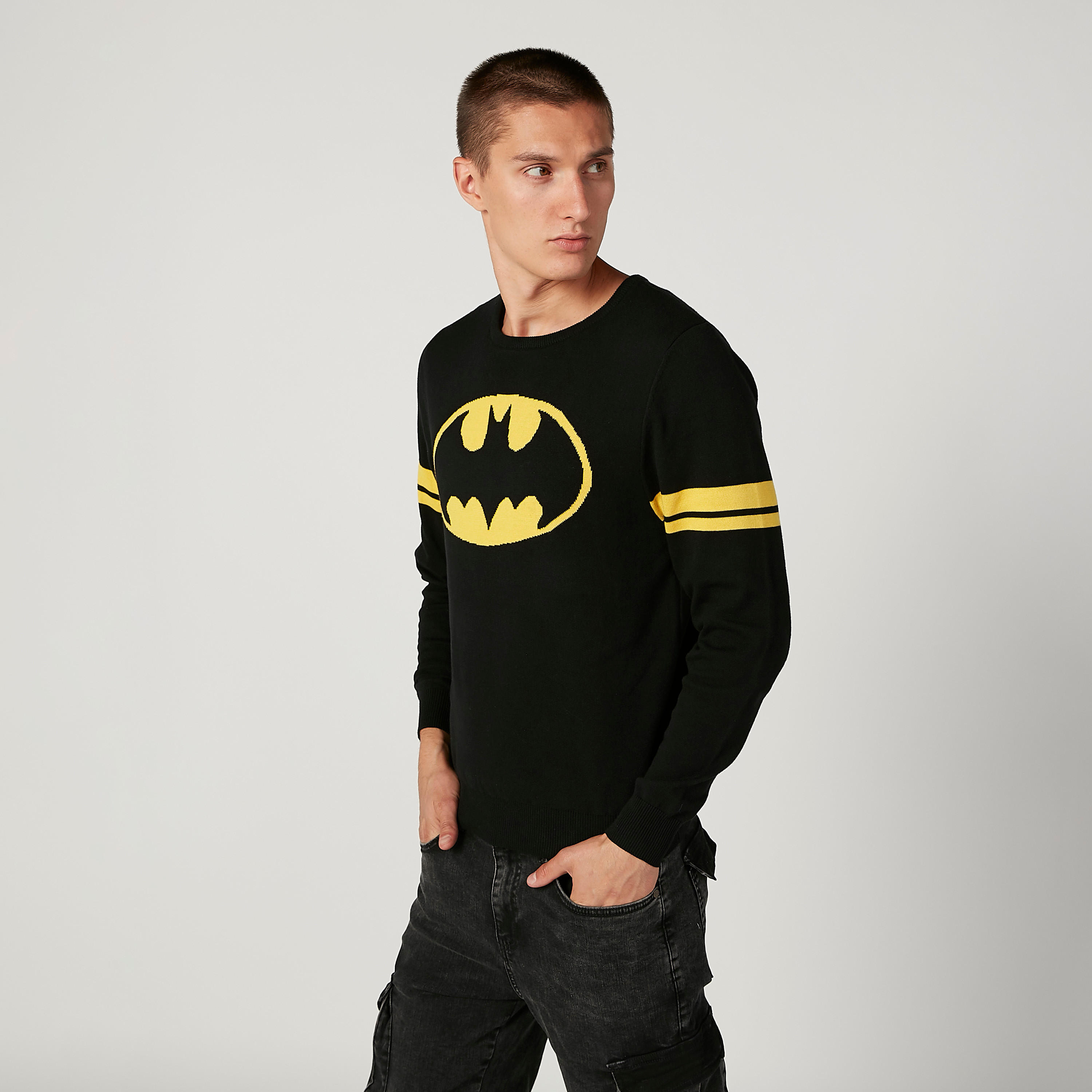 كنزة مستدامة بياقة مستديرة وأكمام طويلة وطبعات باتمان -men-clothing-sweatersandpullovers-image-5