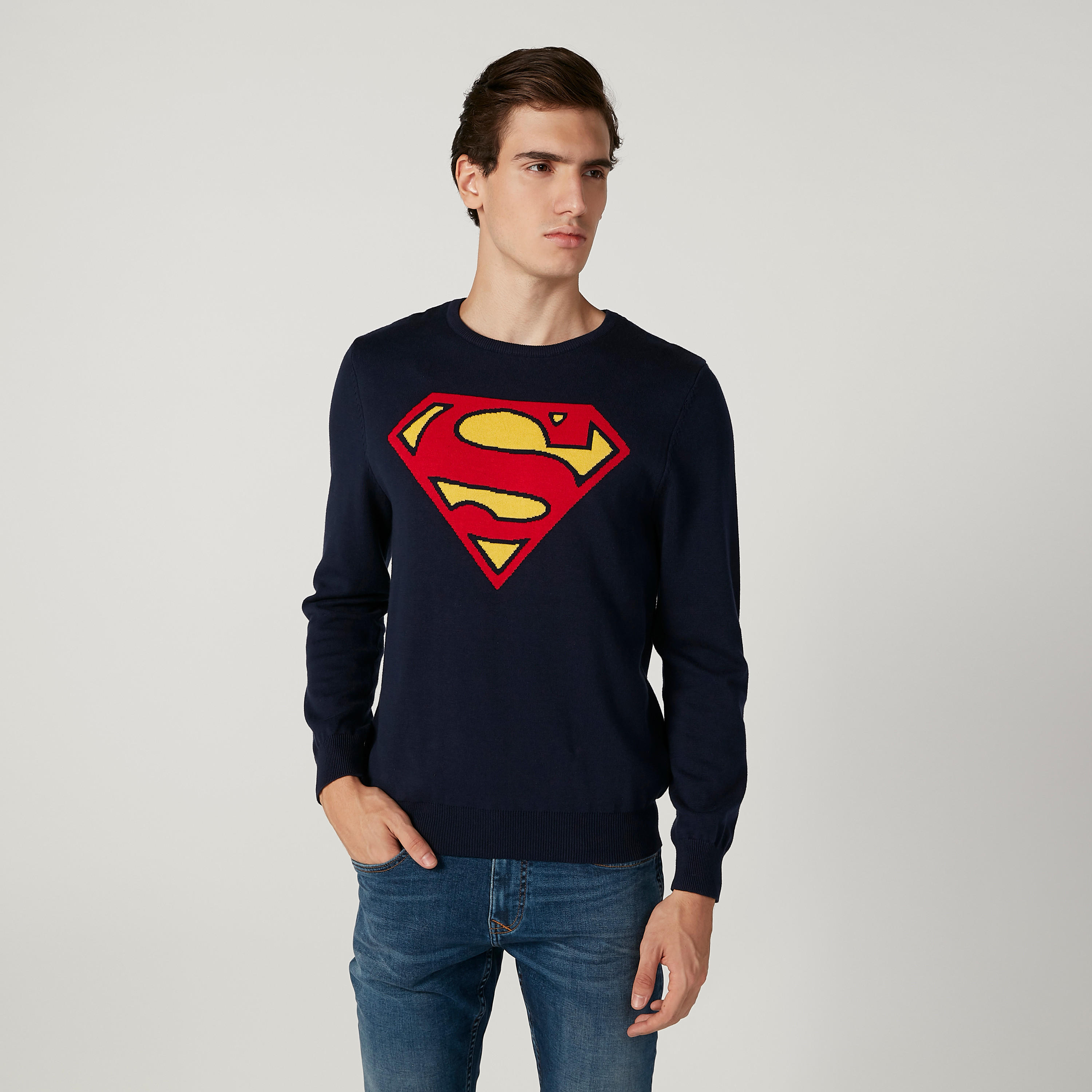 كنزة بياقة مستديرة وأكمام طويلة وطبعات سوبرمان-men-clothing-sweatersandpullovers-image-4