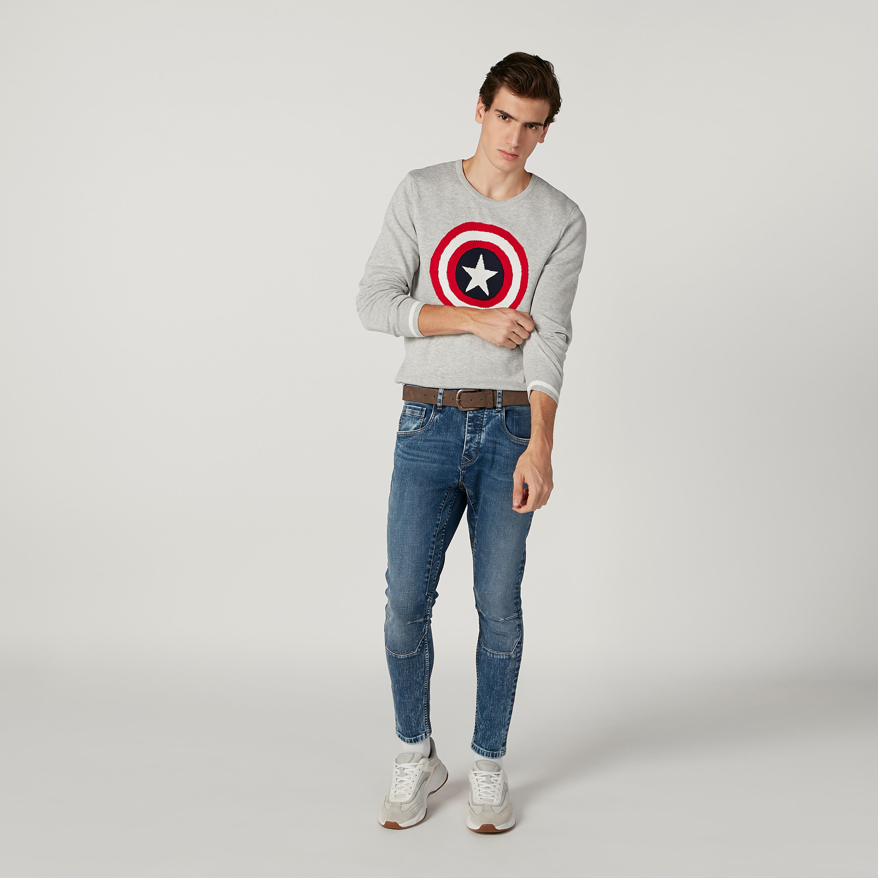 كنزة مستدامة بأكمام طويلة وطبعات كابتن أمريكا -men-clothing-sweatersandpullovers-image-2