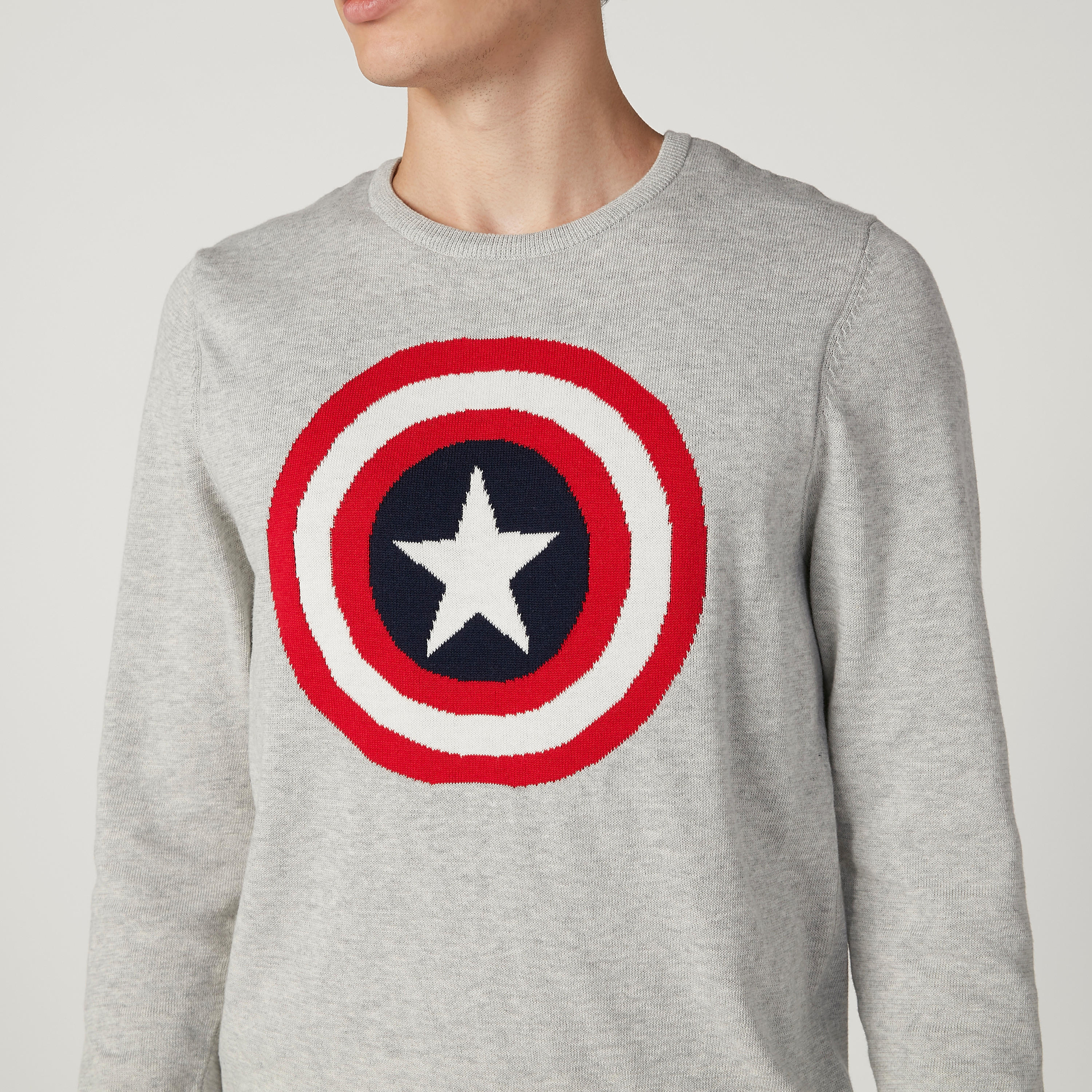 كنزة مستدامة بأكمام طويلة وطبعات كابتن أمريكا -men-clothing-sweatersandpullovers-image-3