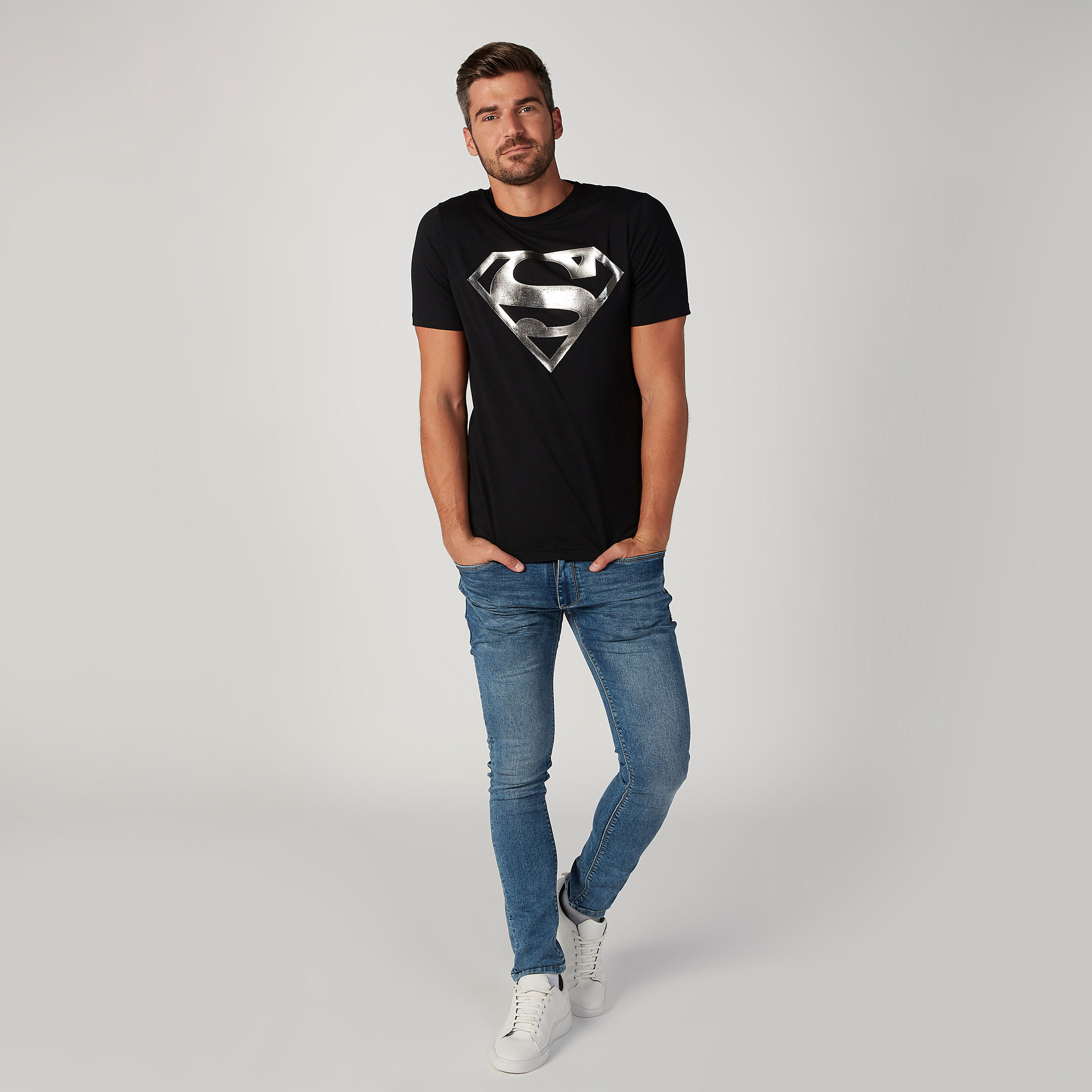 Sustainable Superman Printed Crew Neck T-shirt with Short Sleeves-men-clothing-tshirtsandpolos-tshirts-image-2
