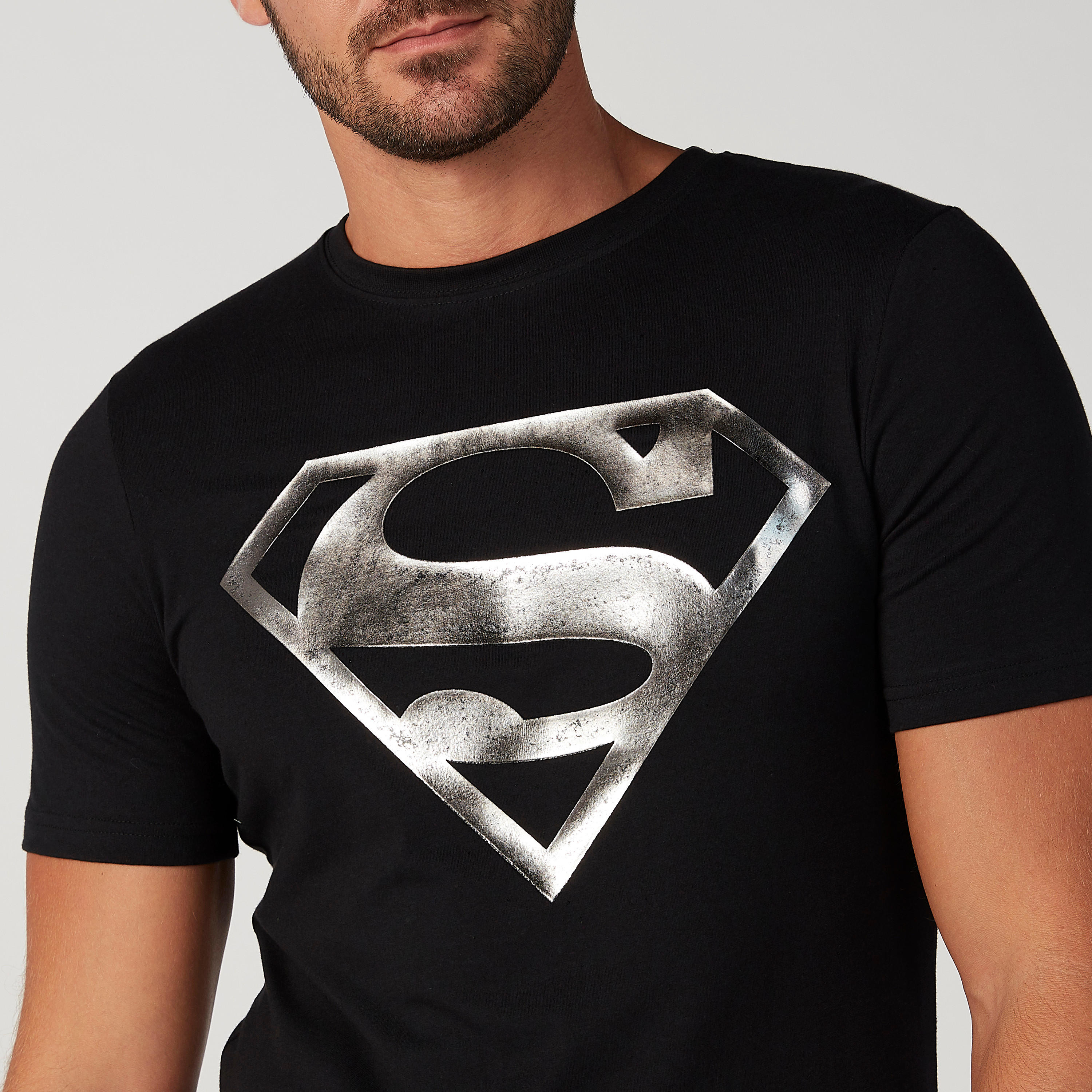 Sustainable Superman Printed Crew Neck T-shirt with Short Sleeves-men-clothing-tshirtsandpolos-tshirts-image-3