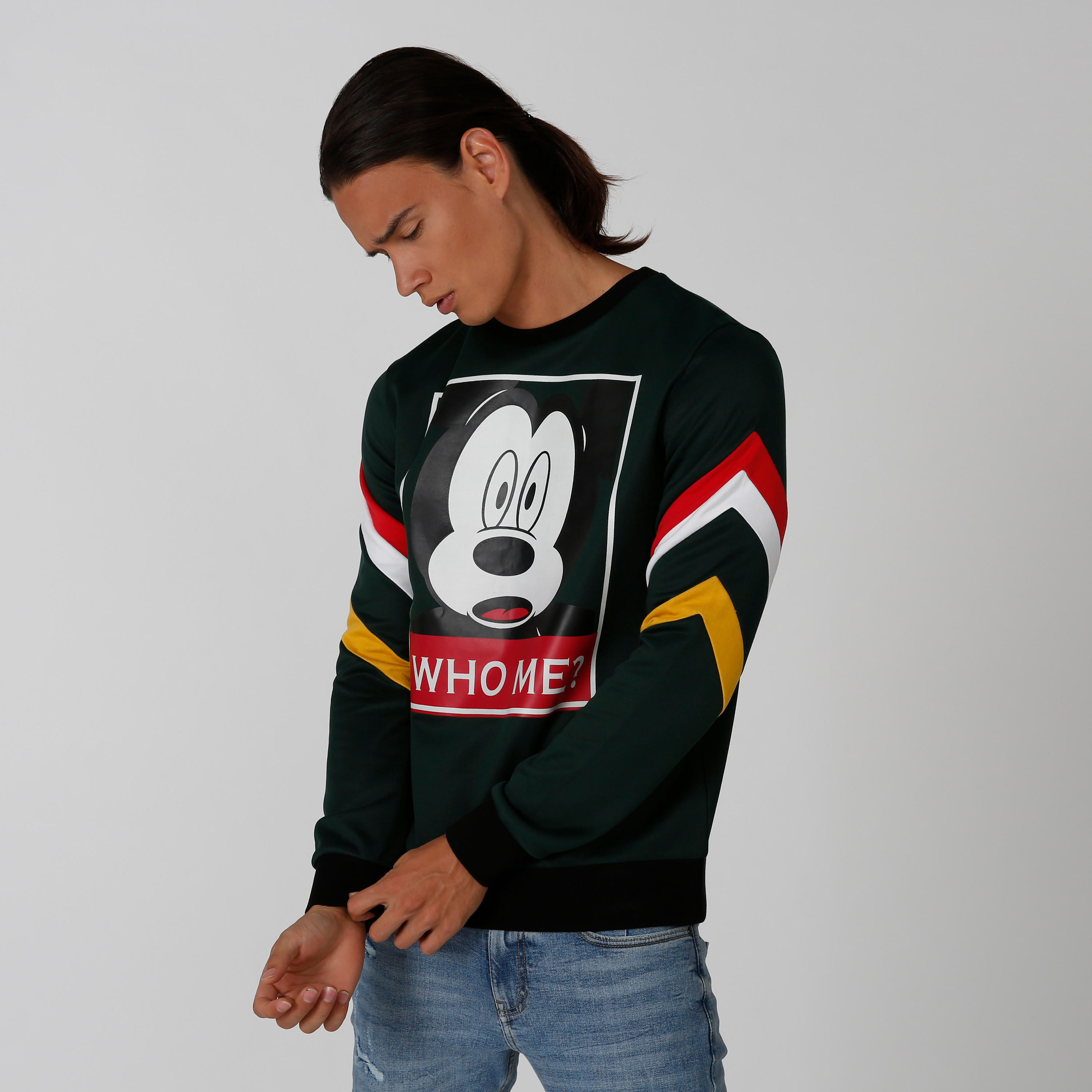 Sustainable Mickey Mouse Printed Sweatshirt with Long Sleeves-men-winterwear-hoodiesandsweatshirts-image-1