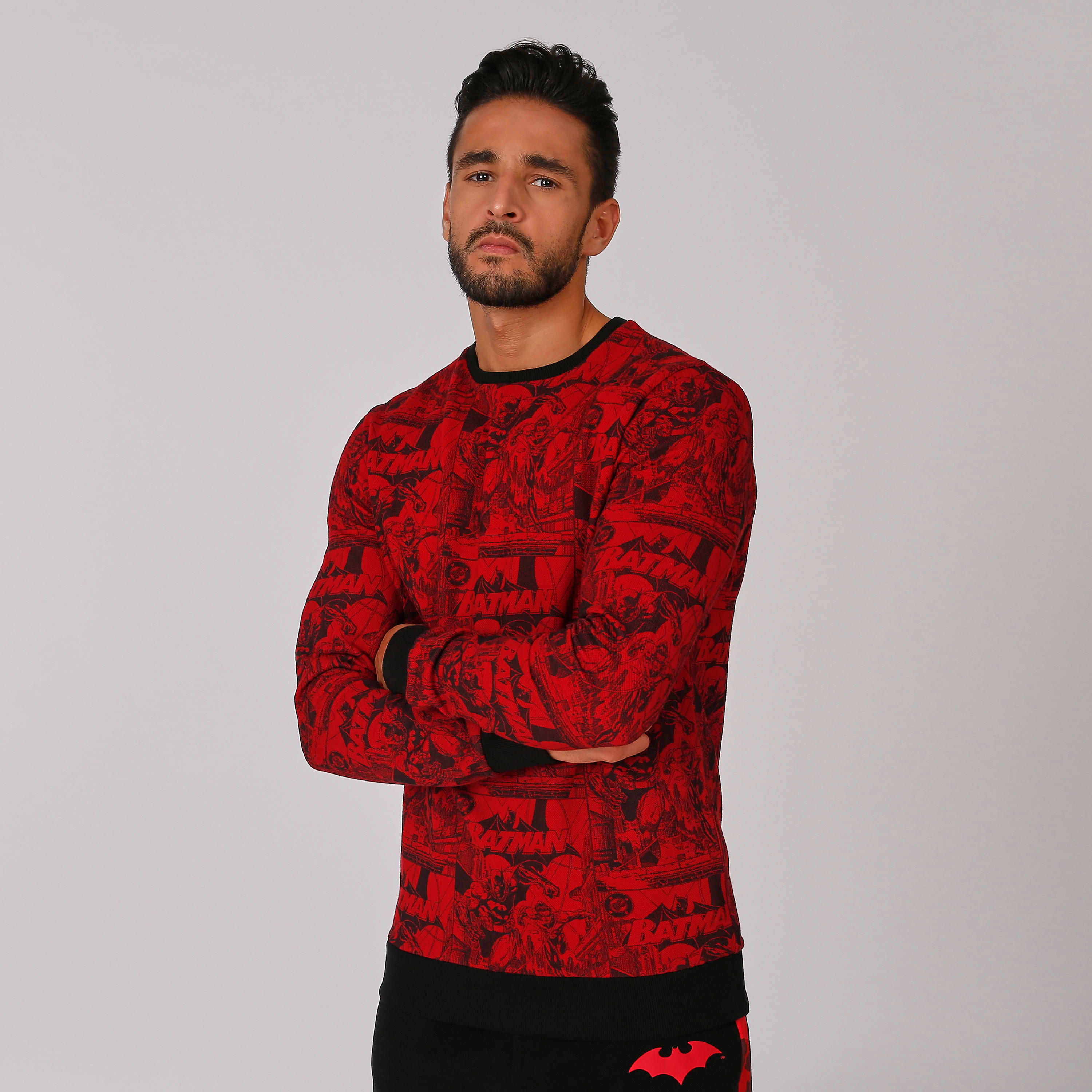 سويت شيرت بأكمام طويلة وطبعات باتمان-men-winterwear-hoodiesandsweatshirts-image-1