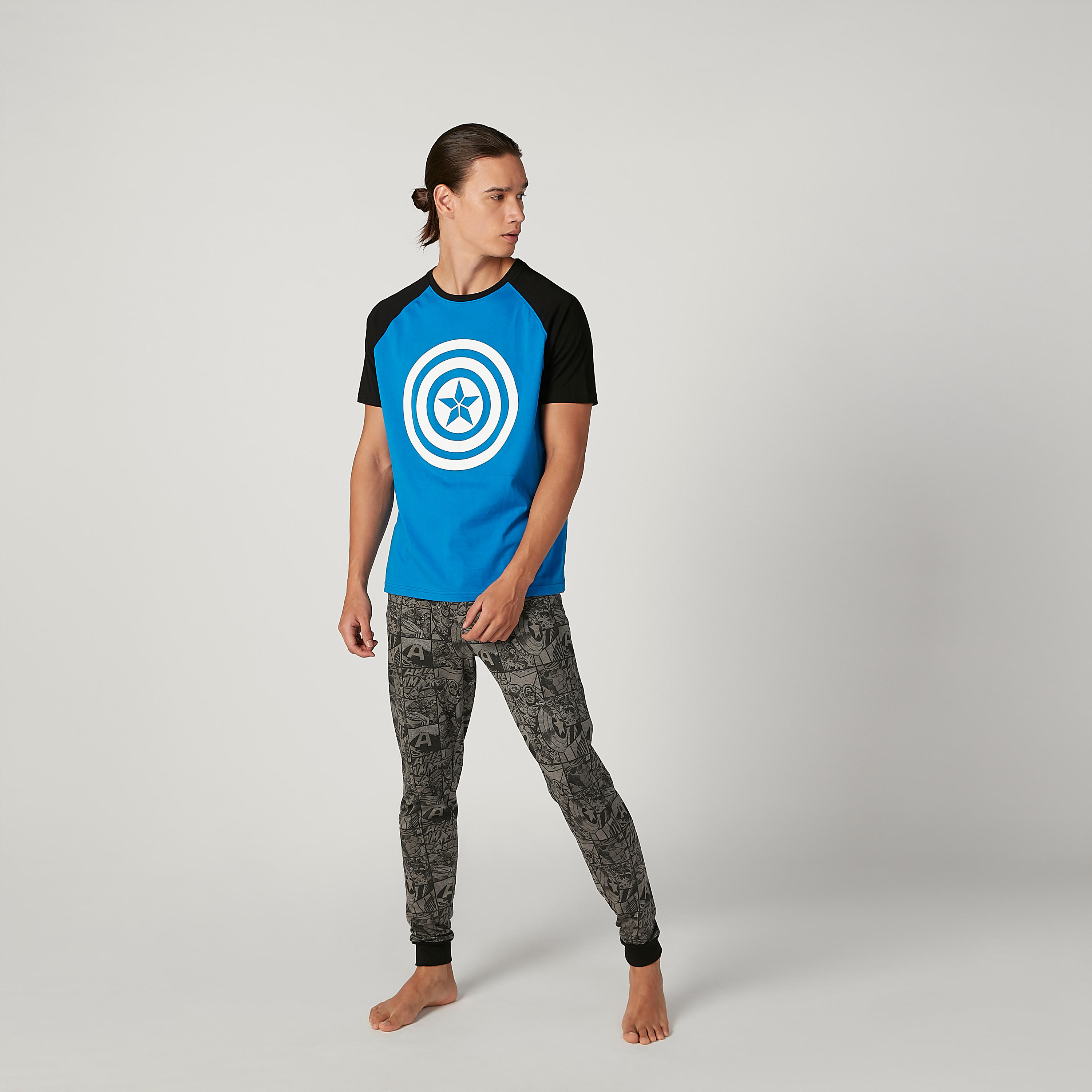 Sustainable Captain America Printed T-shirt and Jog Pants Set-men-clothing-nightwear-sets-image-1