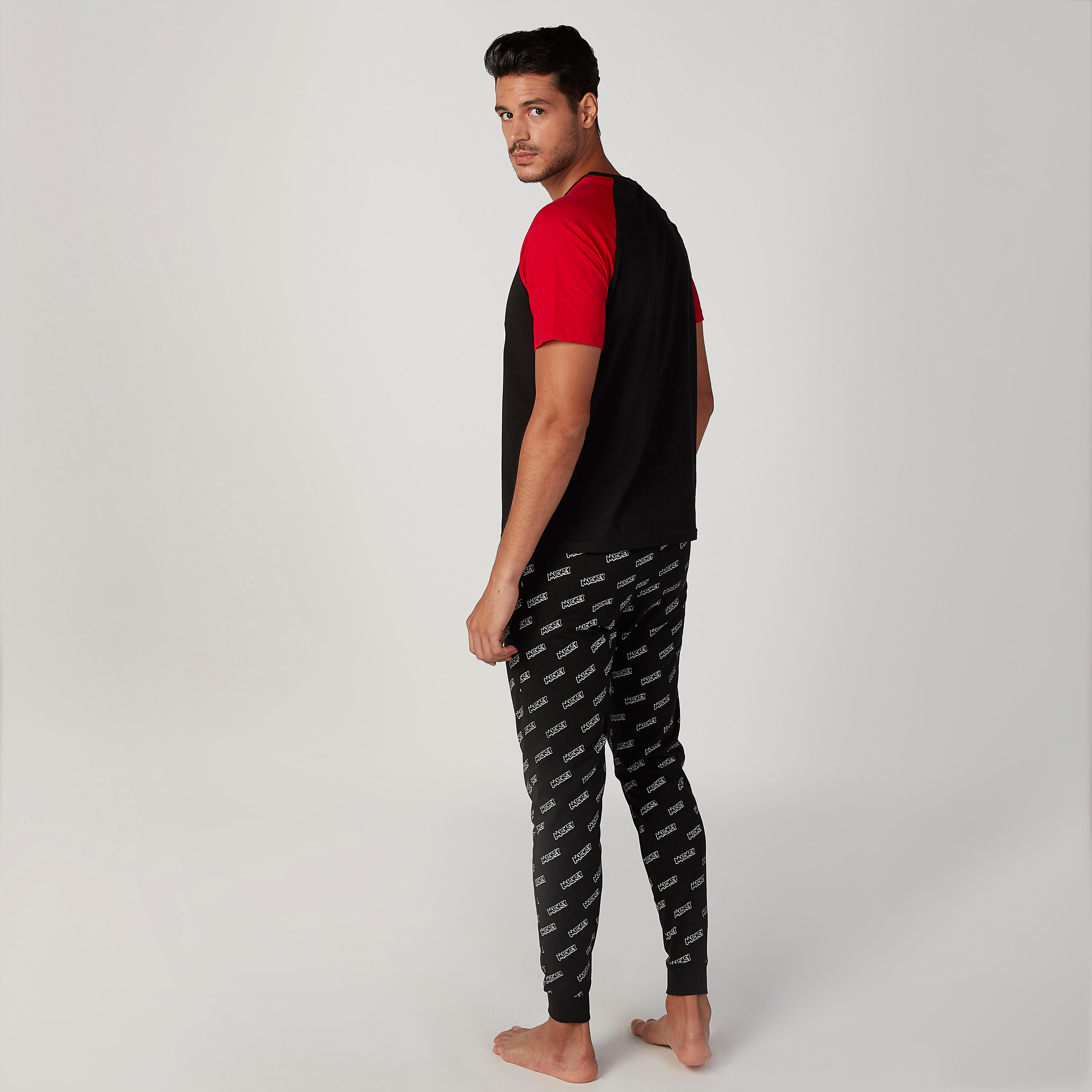 Sustainable Mickey Mouse Printed T-shirt with Jog Pants-men-clothing-nightwear-sets-image-2