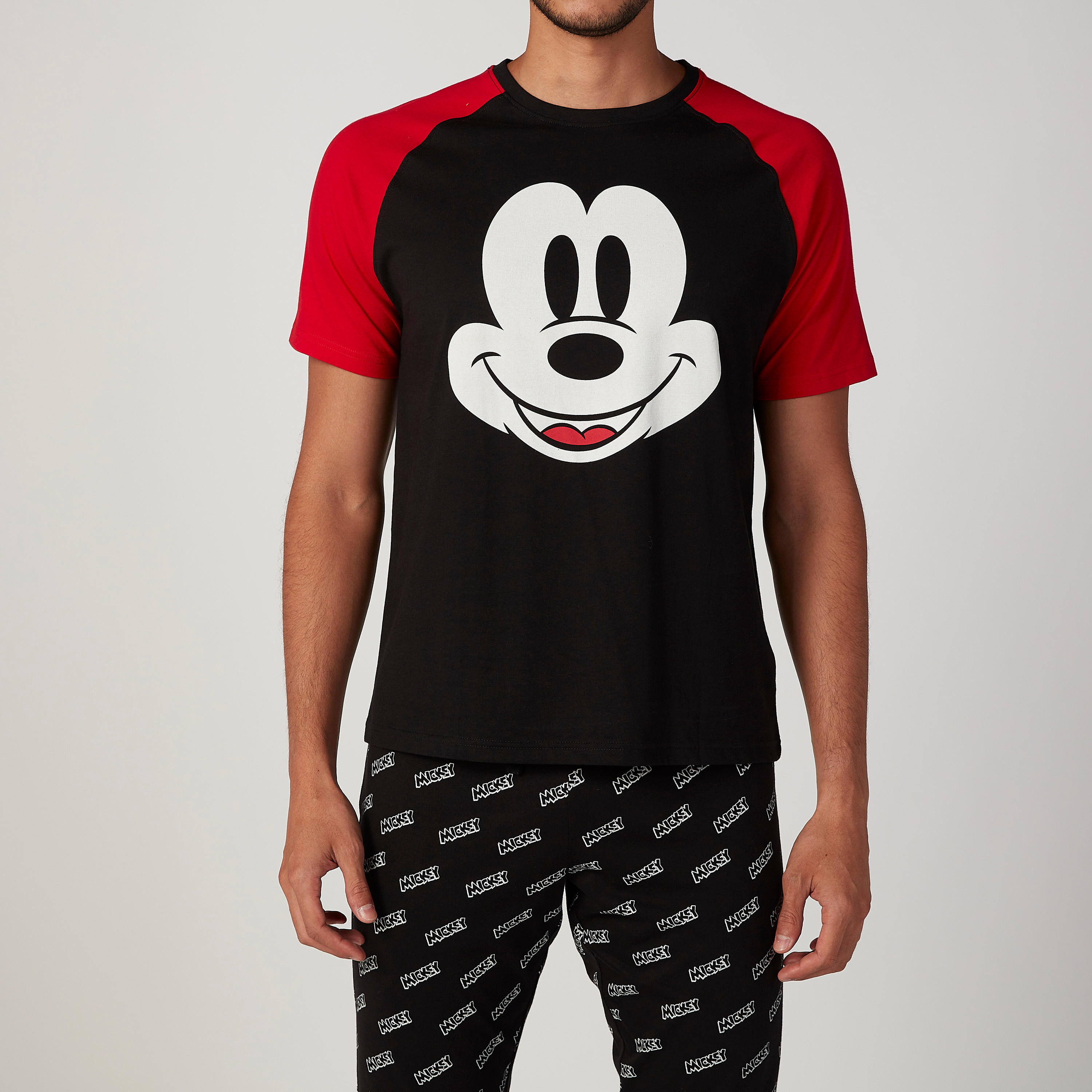 Sustainable Mickey Mouse Printed T-shirt with Jog Pants-men-clothing-nightwear-sets-image-3