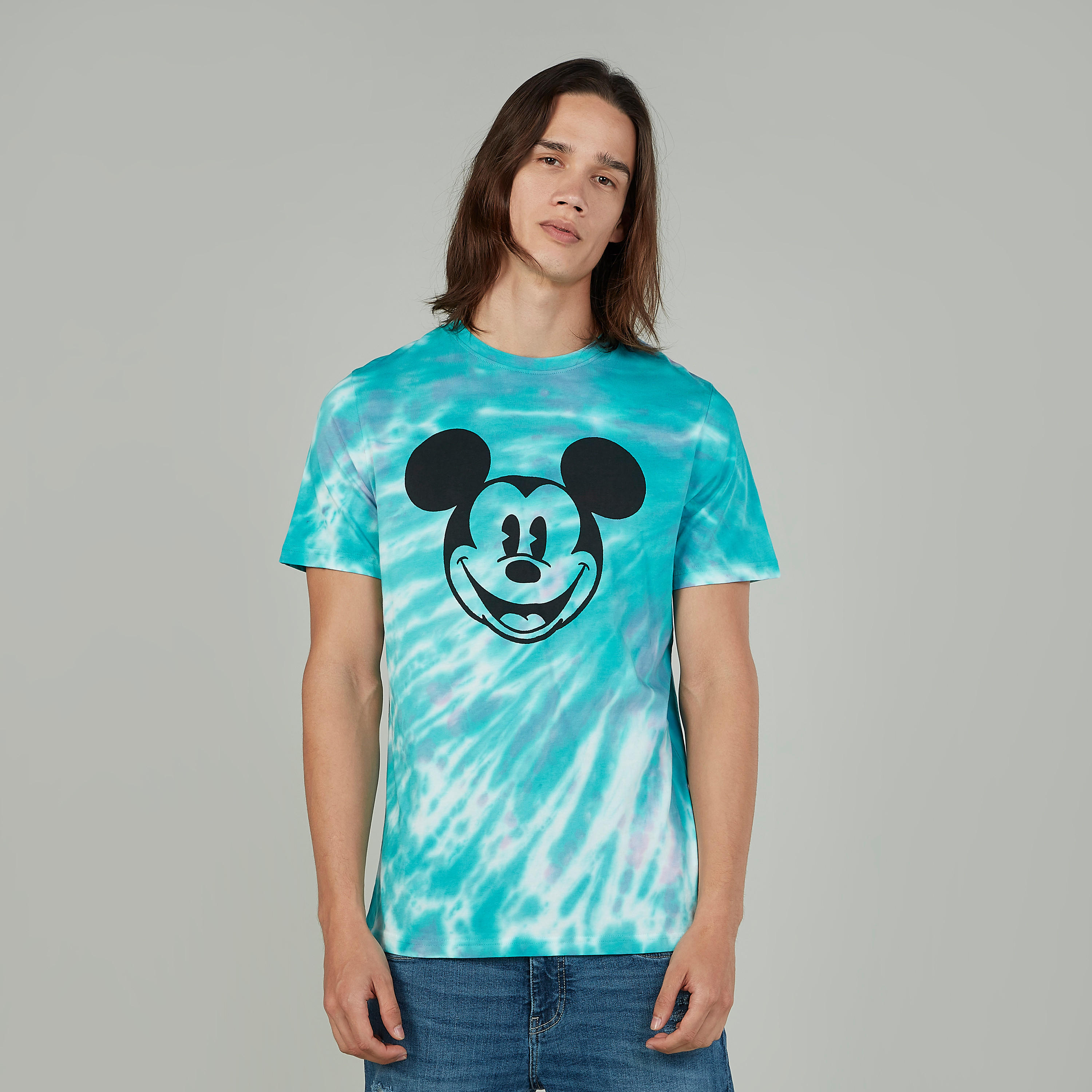 تيشيرت بياقة مستديرة وأكمام قصيرة وطبعات ميكي ماوس-men-clothing-tshirtsandpolos-tshirts-image-1