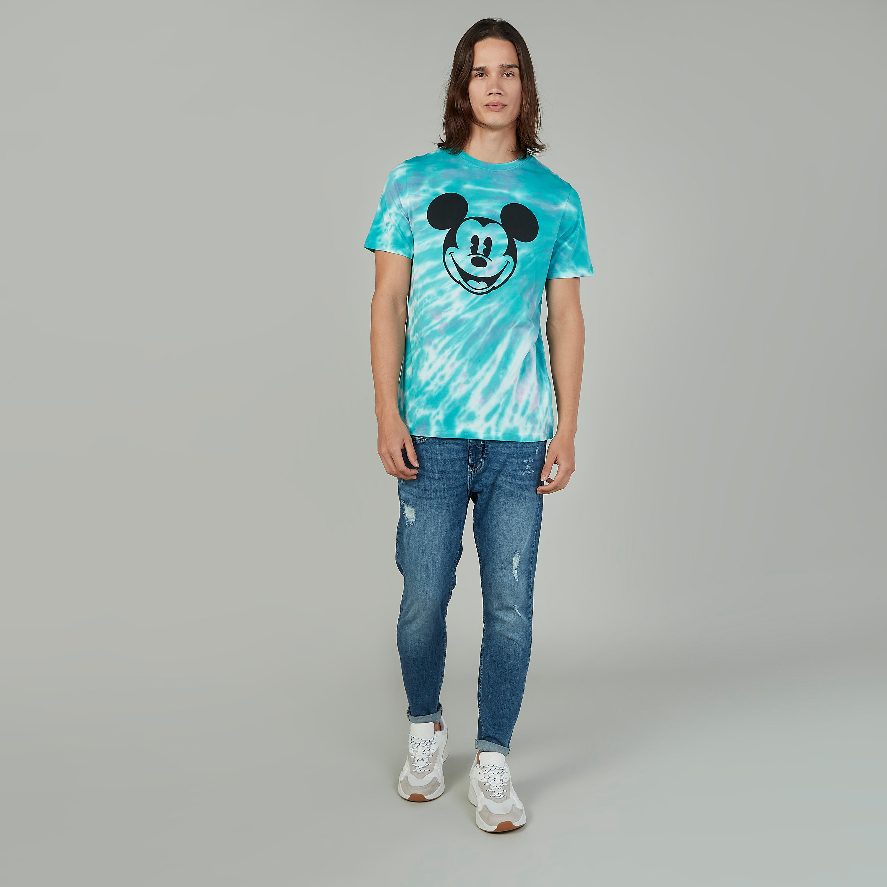 تيشيرت بياقة مستديرة وأكمام قصيرة وطبعات ميكي ماوس-men-clothing-tshirtsandpolos-tshirts-image-2