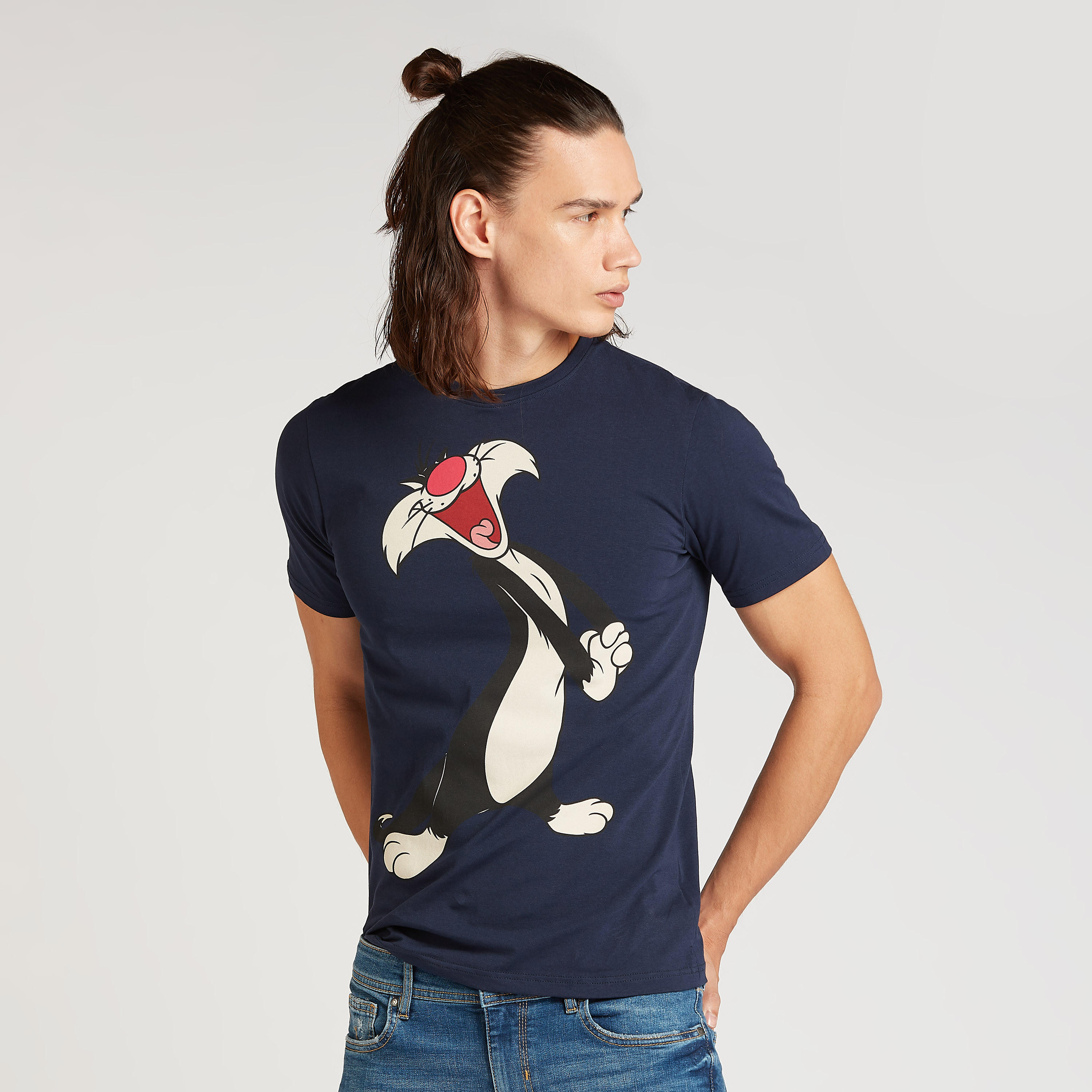 Sustainable Slim Fit Sylvester Print T-shirt with Crew Neck-men-clothing-tshirtsandpolos-tshirts-image-1