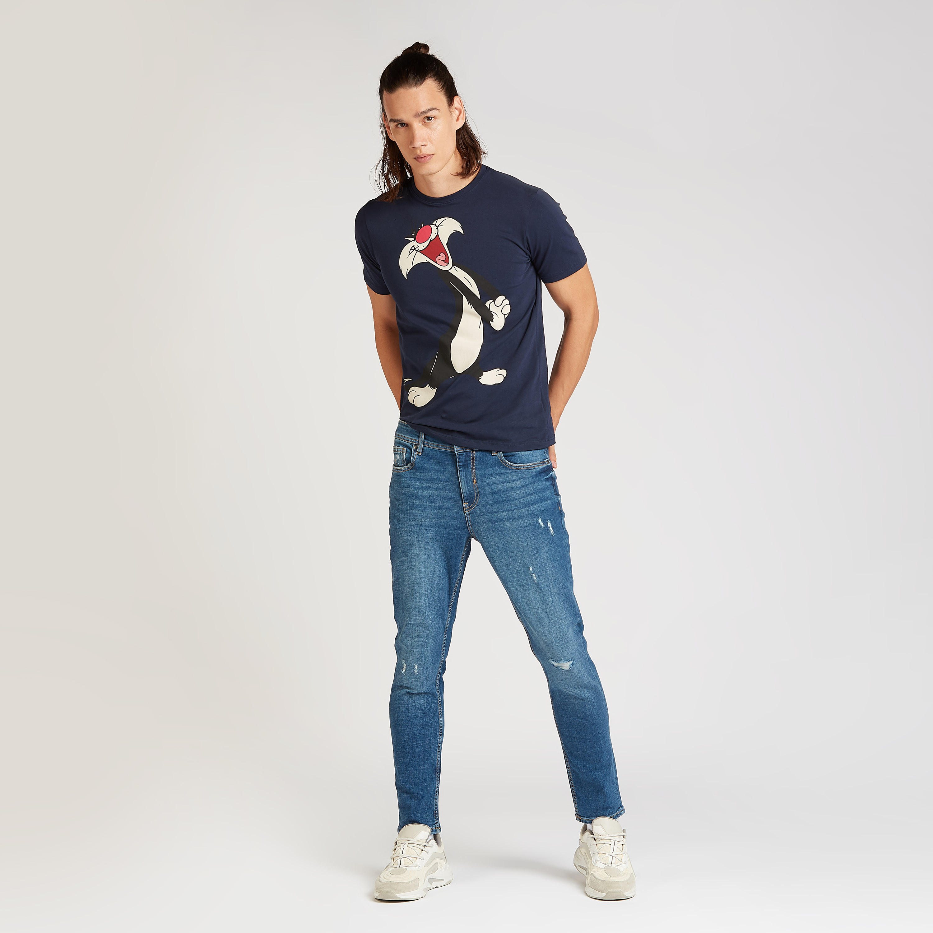 Sustainable Slim Fit Sylvester Print T-shirt with Crew Neck-men-clothing-tshirtsandpolos-tshirts-image-2