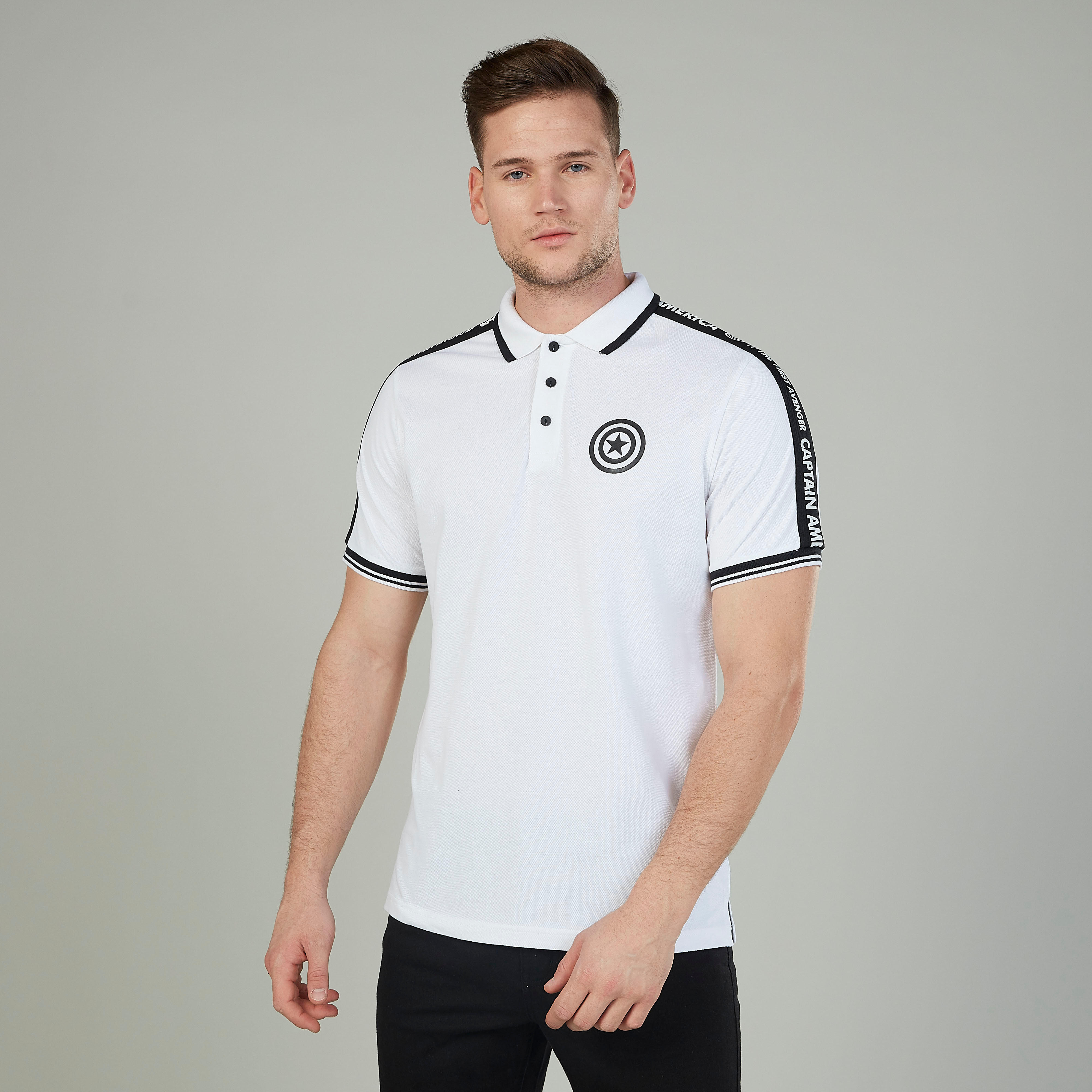 تيشيرت بولو بأكمام قصيرة وطبعات كابتن أمريكا-men-clothing-tshirtsandpolos-polos-image-1