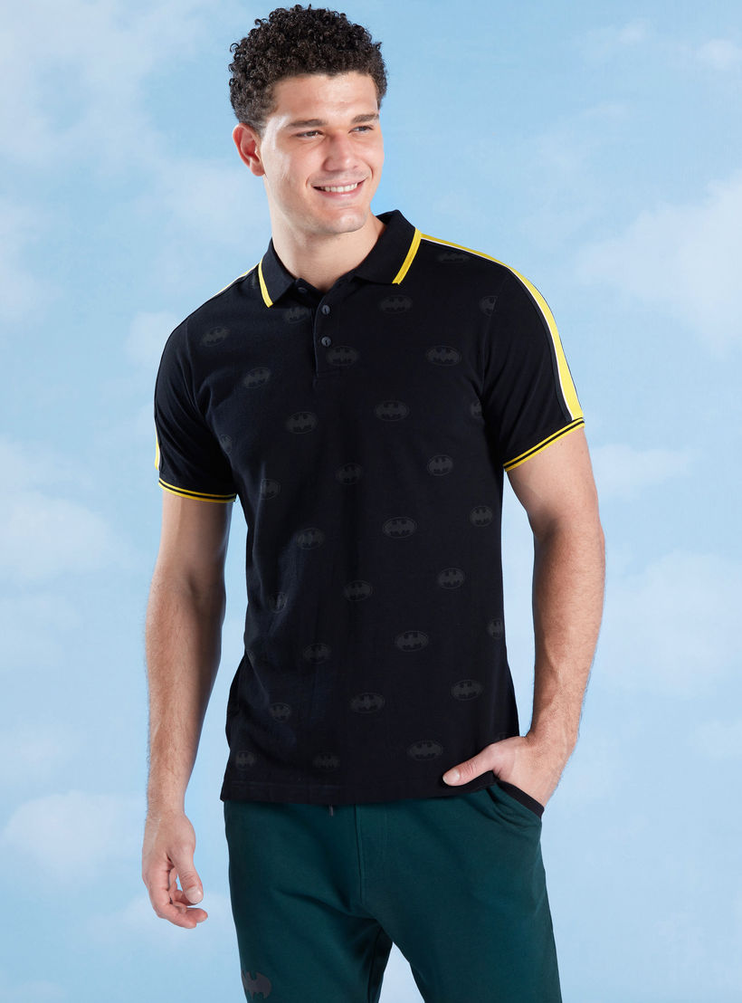 Batman Printed T-shirt with Polo Neck and Short Sleeves-men-clothing-tshirtsandpolos-polos-image-2