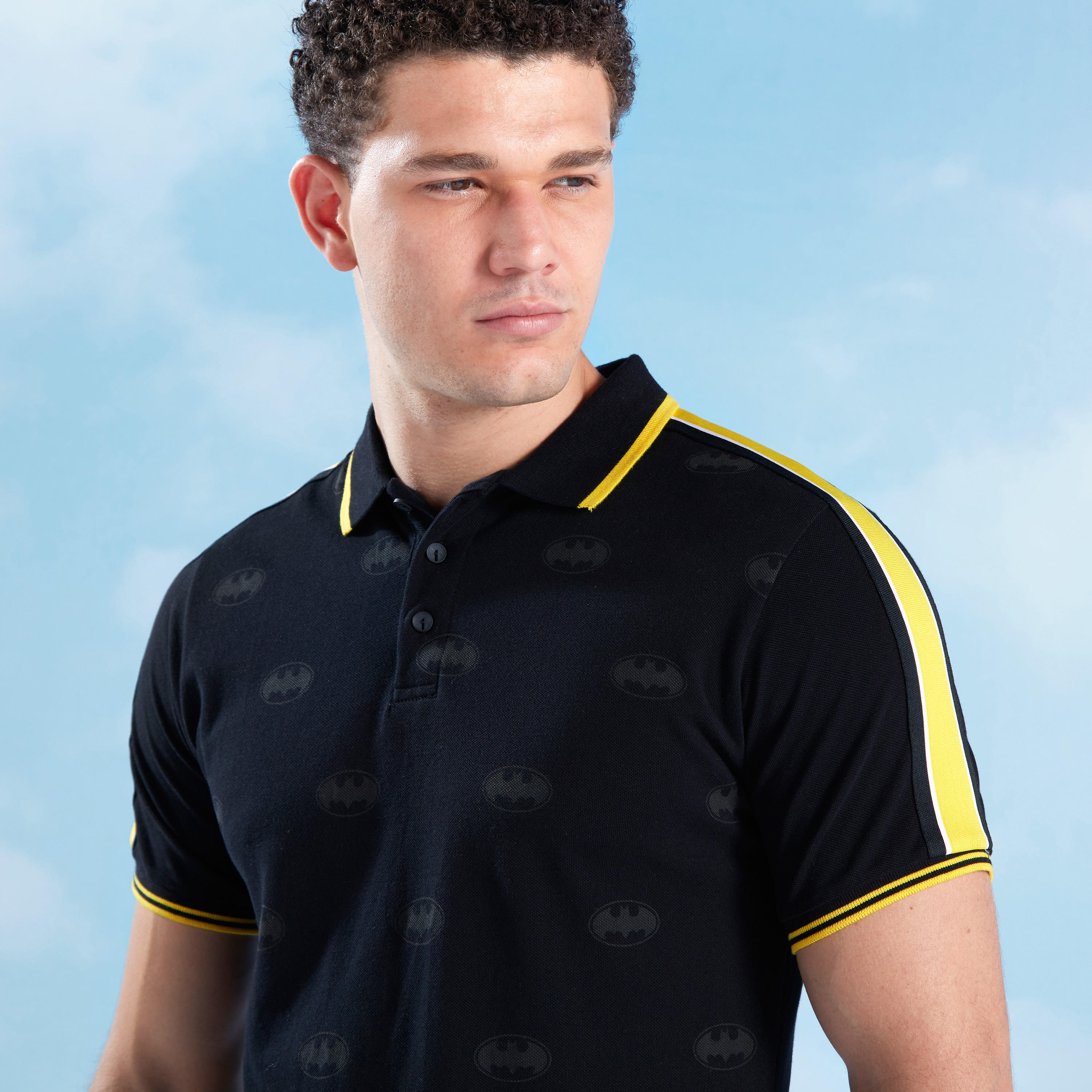 Batman Printed T-shirt with Polo Neck and Short Sleeves-men-clothing-tshirtsandpolos-polos-image-4