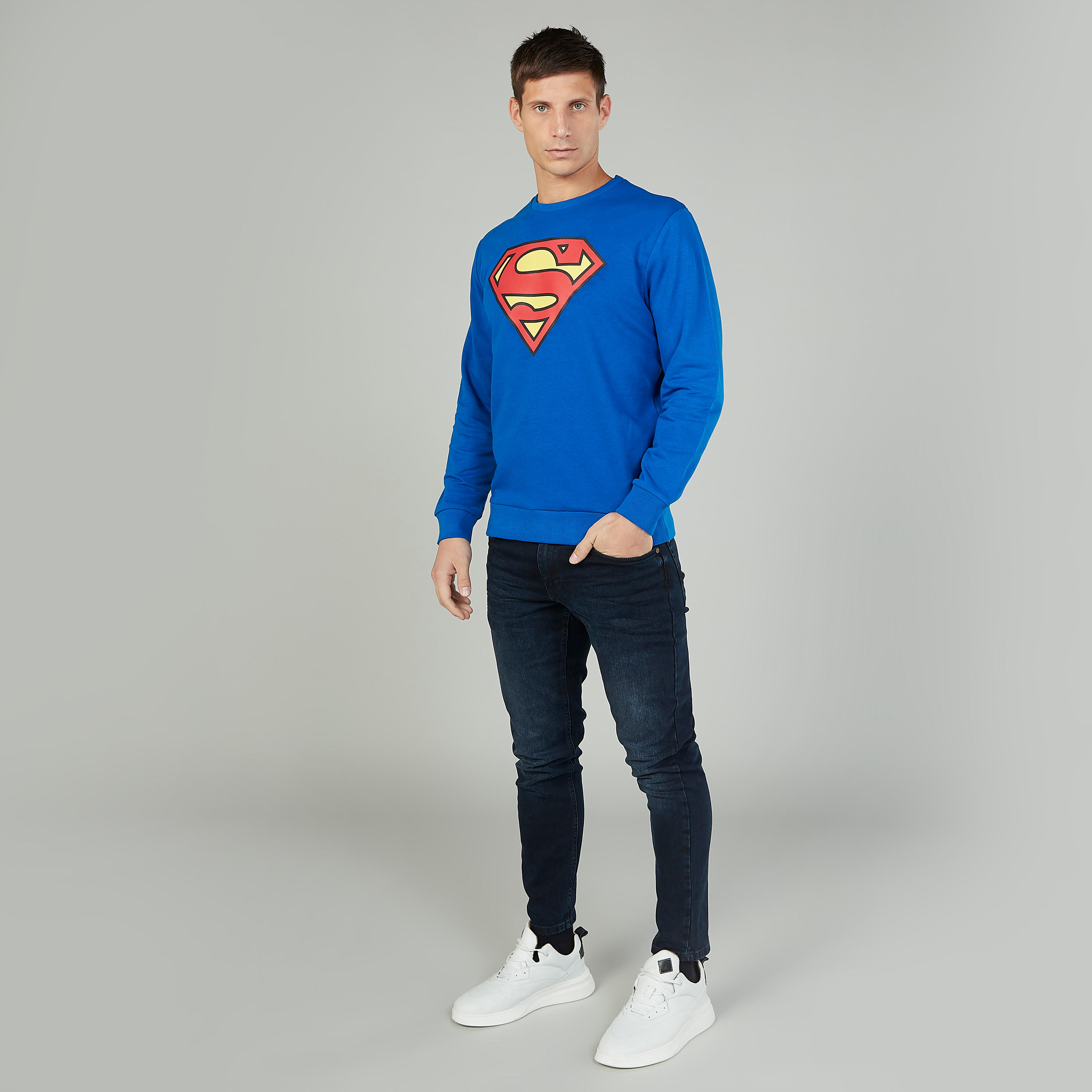 Superman Printed Sweatshirt with Long Sleeves-men-winterwear-hoodiesandsweatshirts-image-2