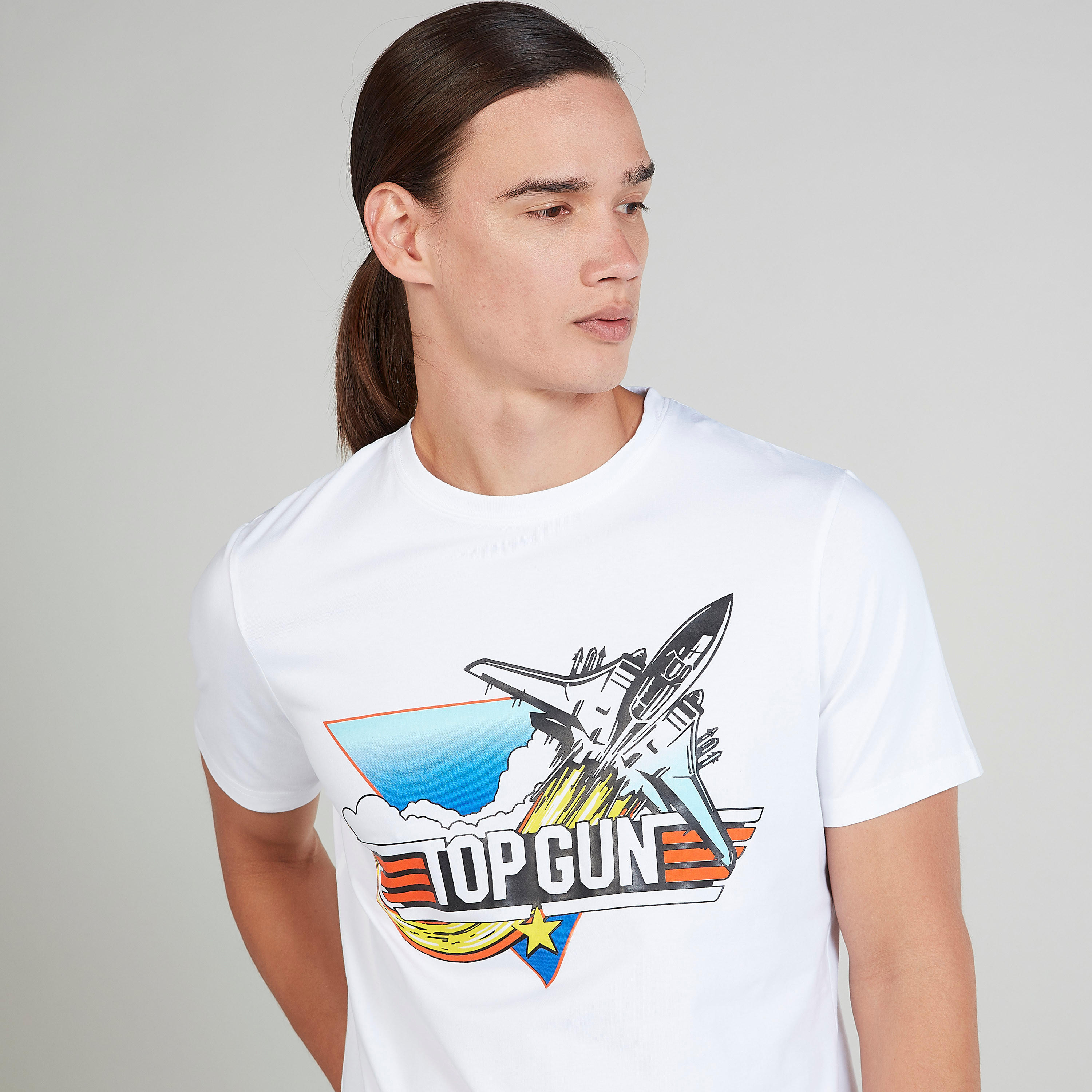 تيشيرت سليم بياقة ضيقة وأكمام قصيرة بطبعات توب جان-men-clothing-tshirtsandpolos-tshirts-image-3