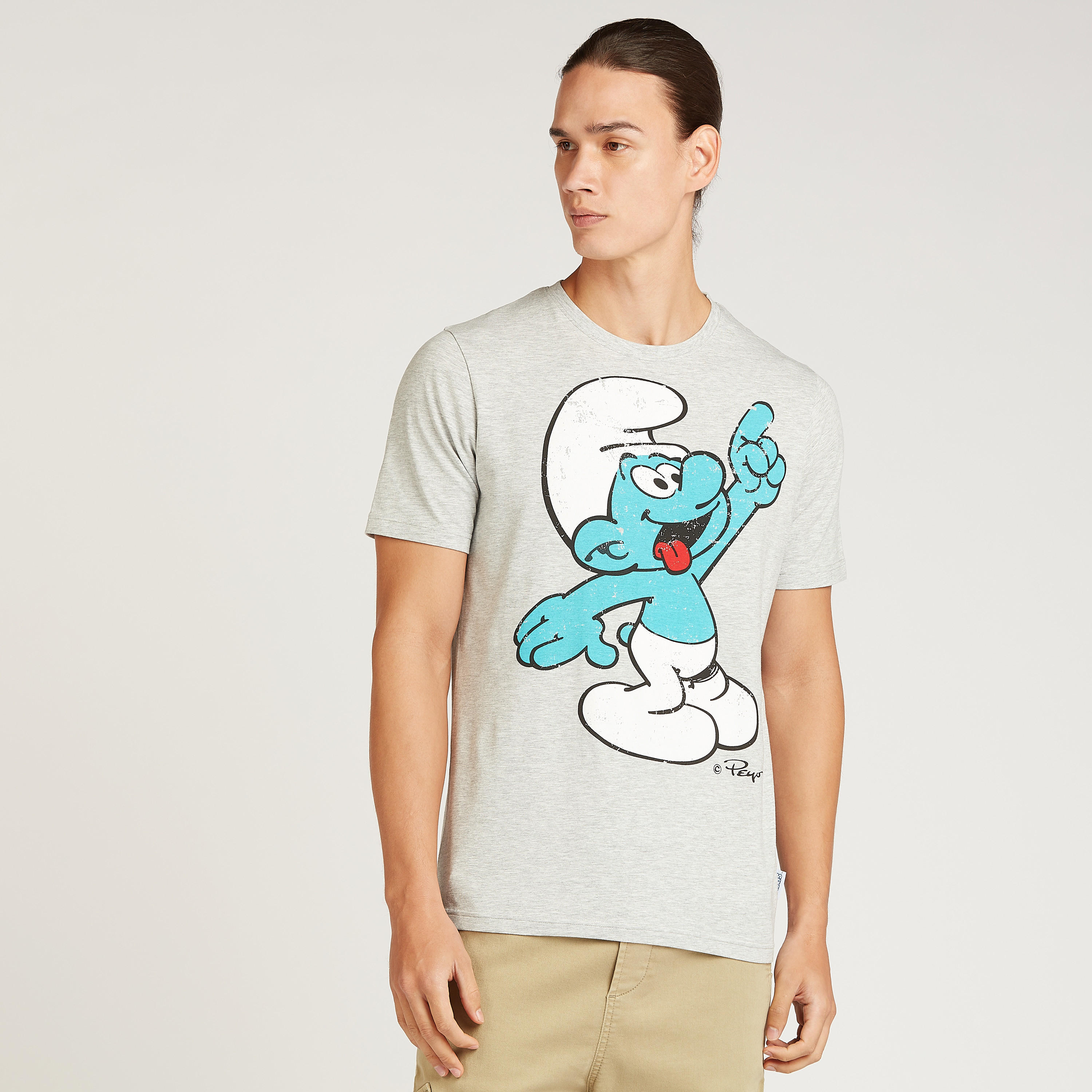 تيشيرت بقصة سليم بياقة ضيقة واكمام قصيرة وطبعات كلامسي سميرف-men-clothing-tshirtsandpolos-tshirts-image-1