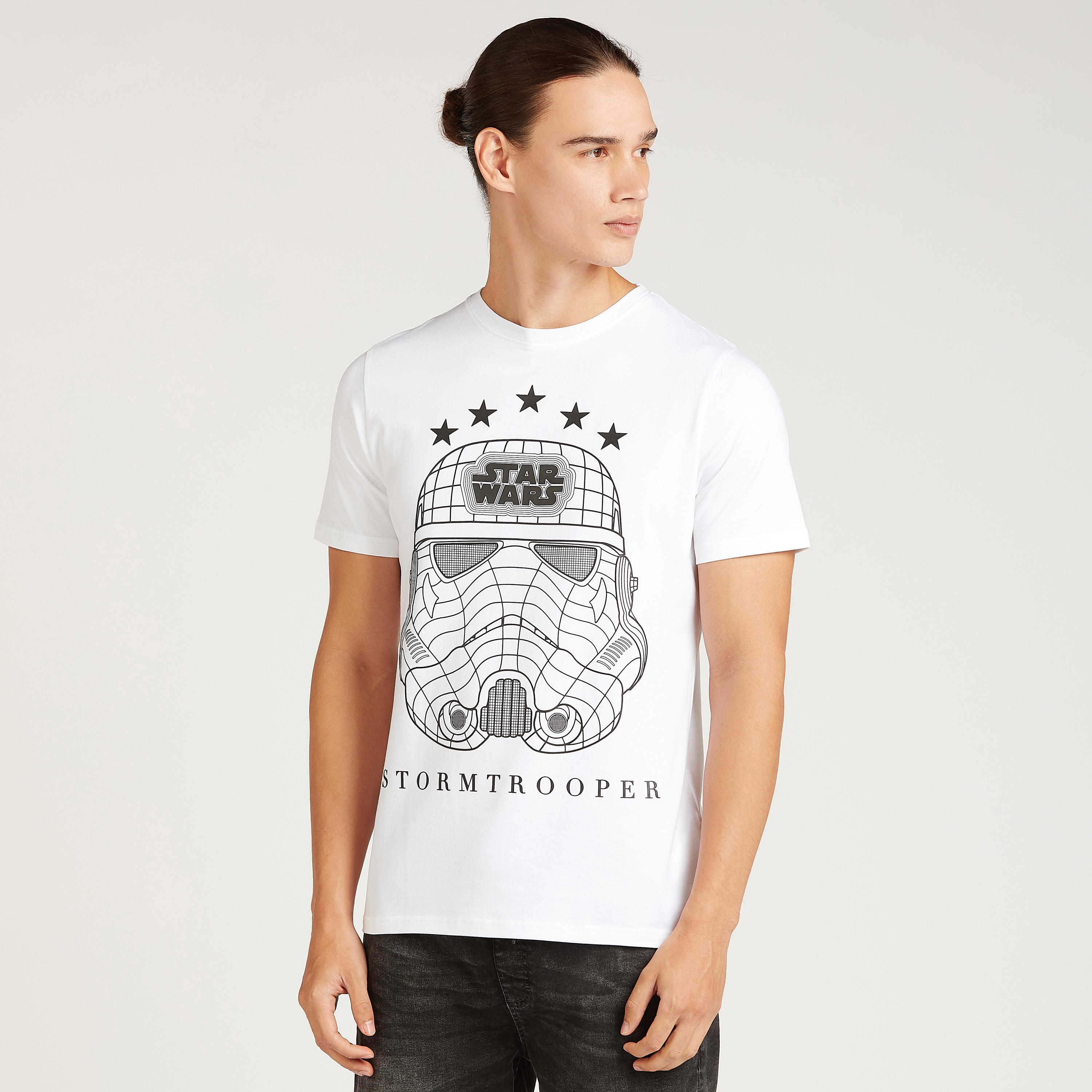 تيشيرت سليم بأكمام قصيرة وياقة ضيقة وطبعات ستار وورز-men-clothing-tshirtsandpolos-tshirts-image-1