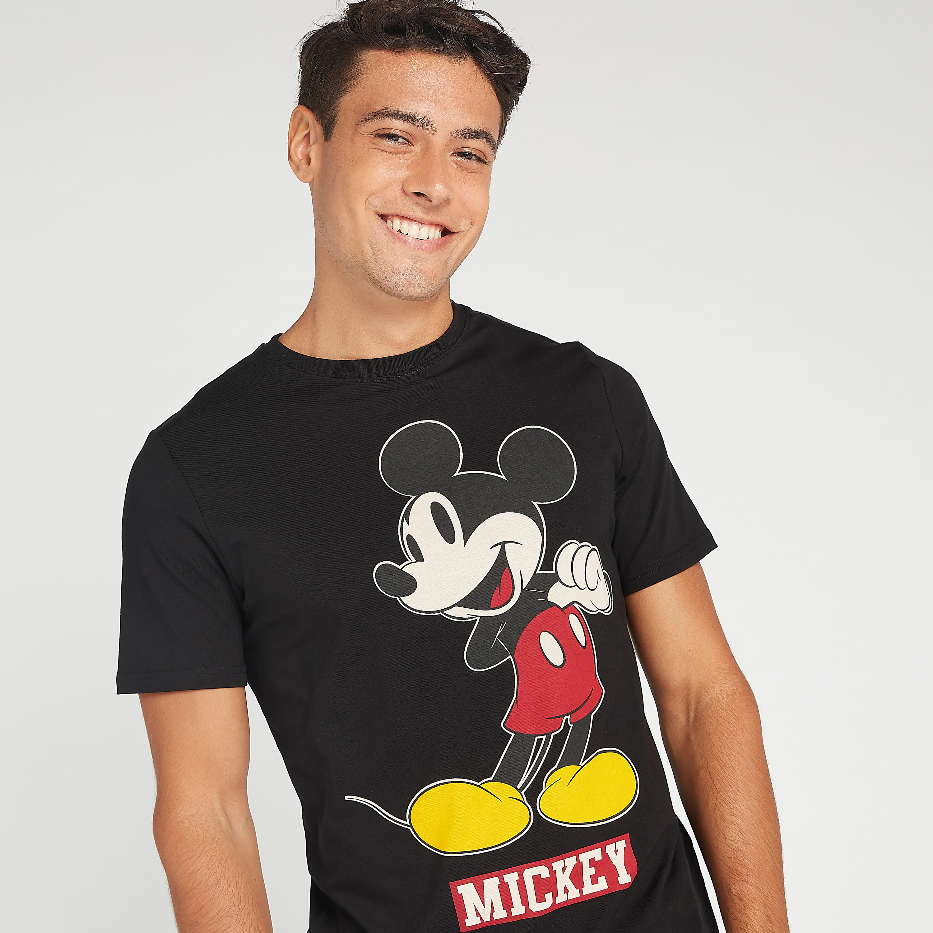 Slim Fit Mickey Mouse Print T-shirt with Crew Neck and Short Sleeves-men-clothing-tshirtsandpolos-tshirts-image-1