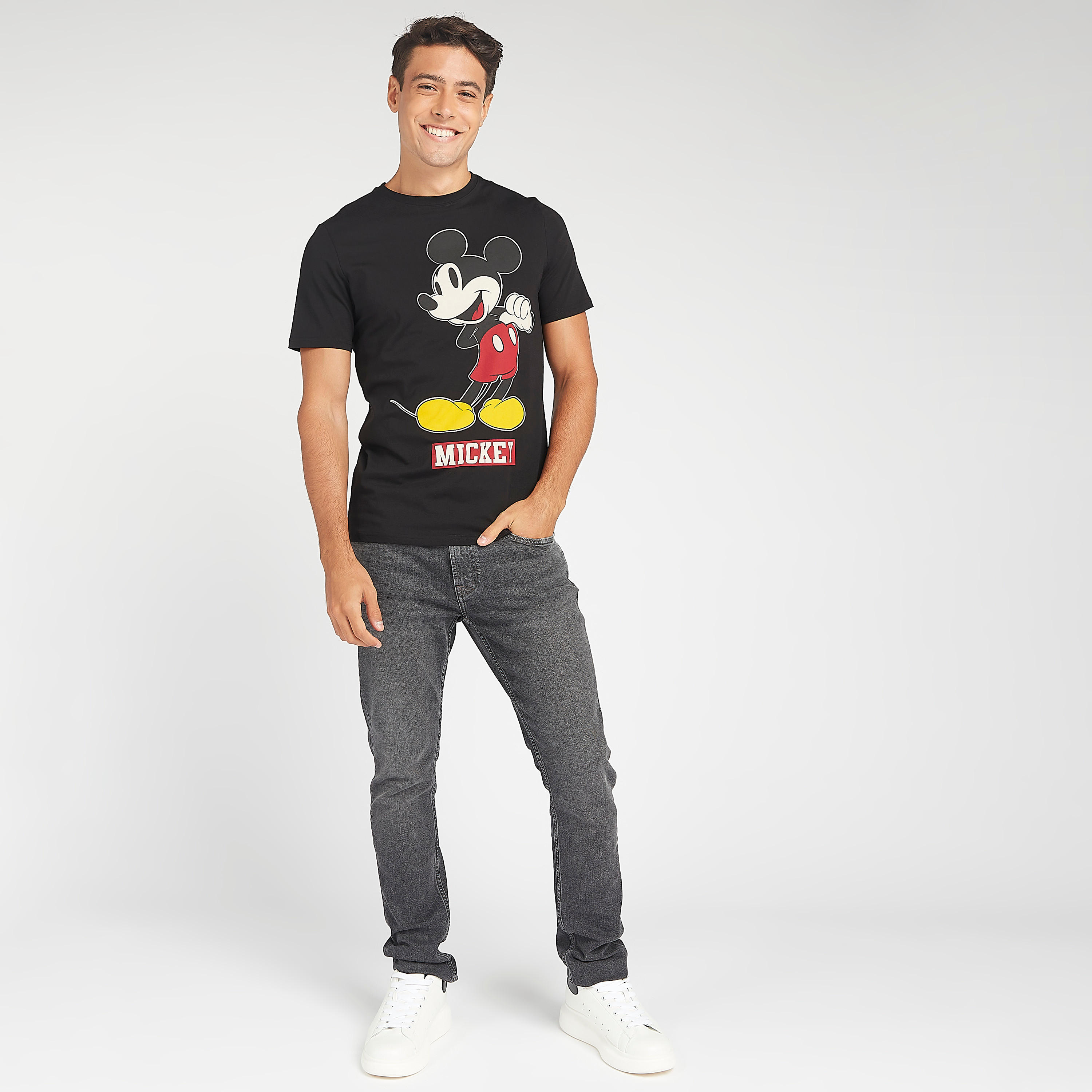 Slim Fit Mickey Mouse Print T-shirt with Crew Neck and Short Sleeves-men-clothing-tshirtsandpolos-tshirts-image-2