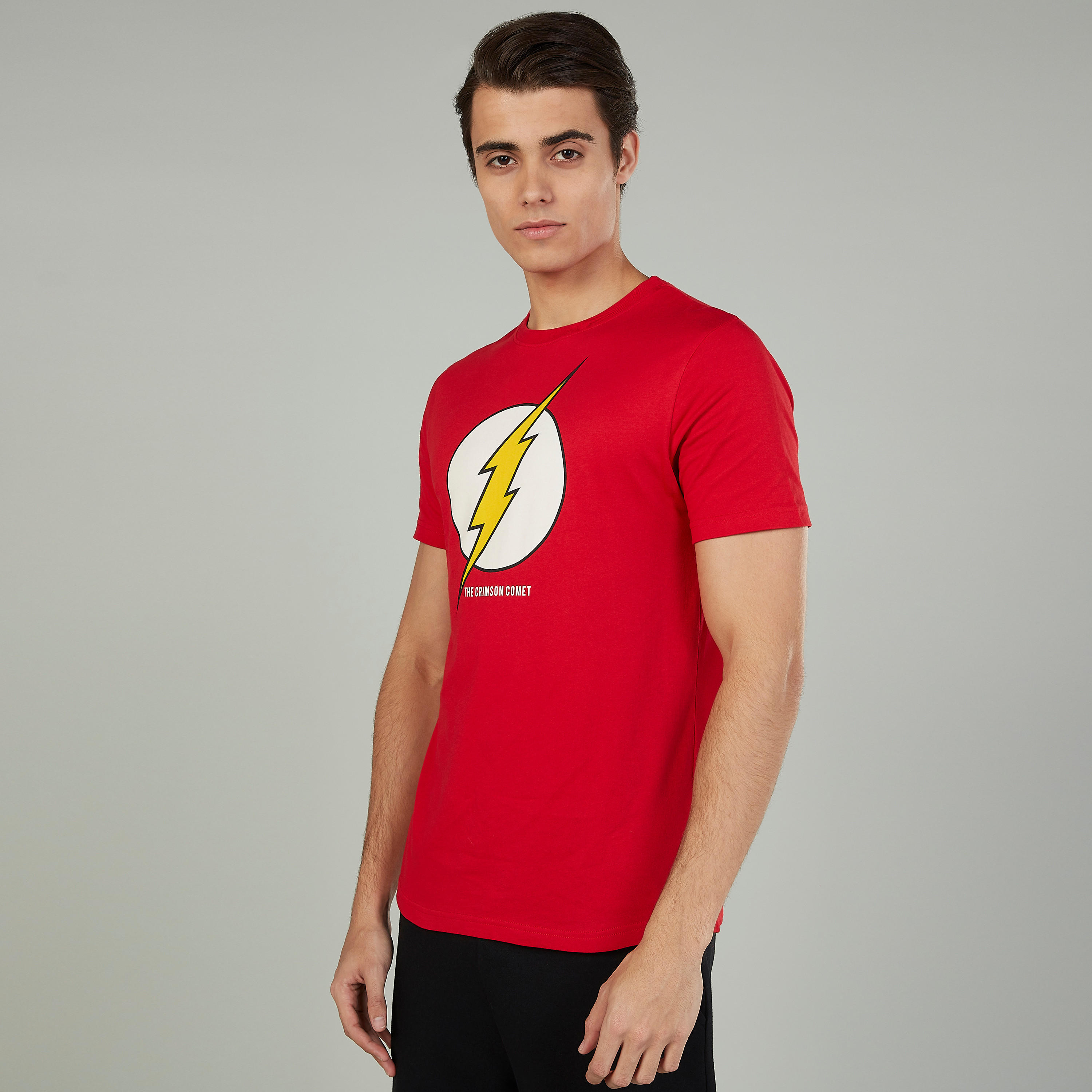 تيشيرت سليم  بأكمام قصيرة وياقة ضيقة وطبعات وميض-men-clothing-tshirtsandpolos-tshirts-image-1