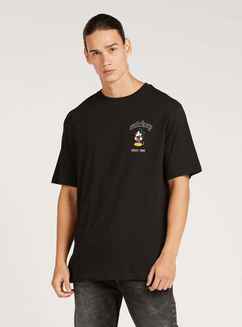 تيشيرت سليم بياقة مستديرة وأكمام قصيرة وطبعات ميكي ماوس-men-clothing-tshirtsandpolos-tshirts-image-1